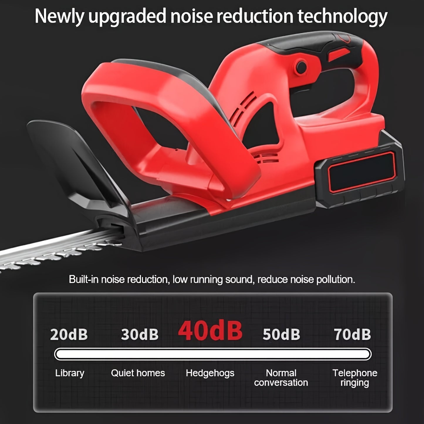 Cordless Hedge Trimmer with Dual-Action Carbon Steel Blade