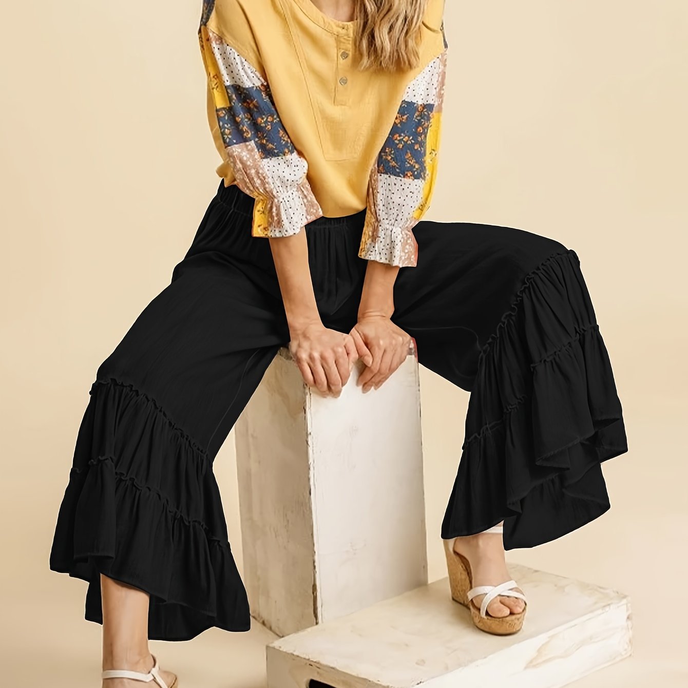 Women's High Waisted Wide Leg Palazzo Pants for Beach Style