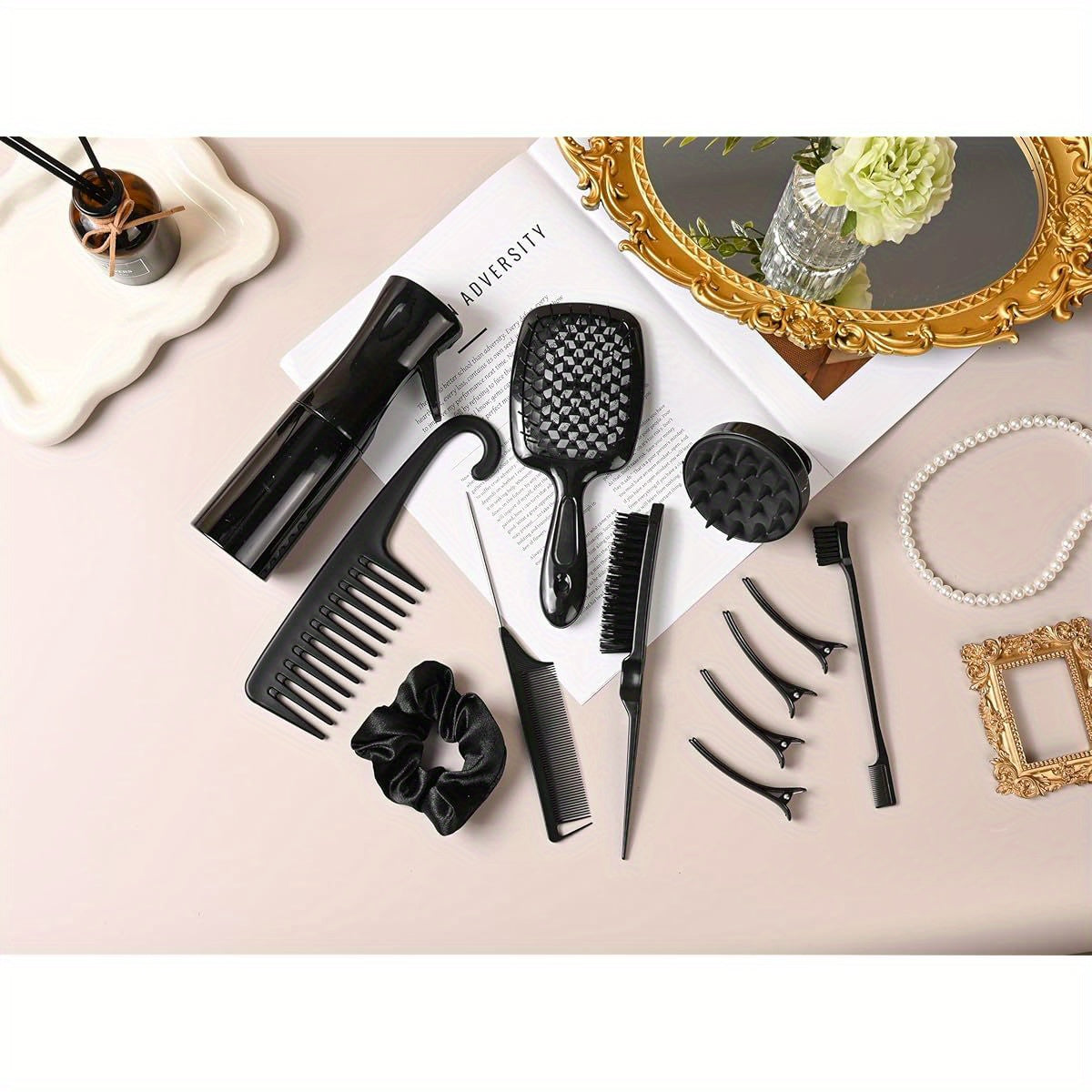 Hair Brush Set with Detangling Tools and Scalp Massager