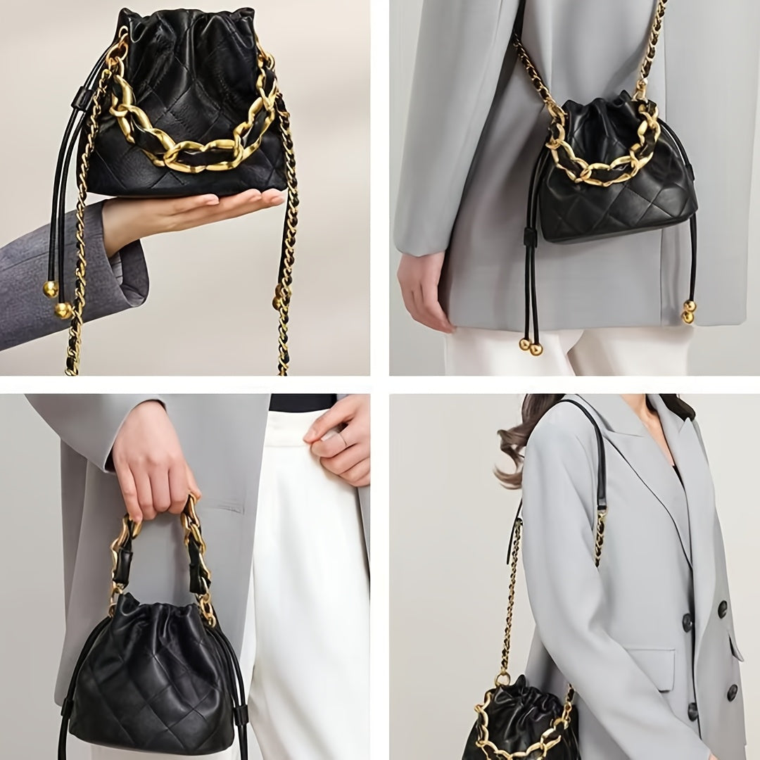 Premium Genuine Leather Bucket Bag for Stylish Women