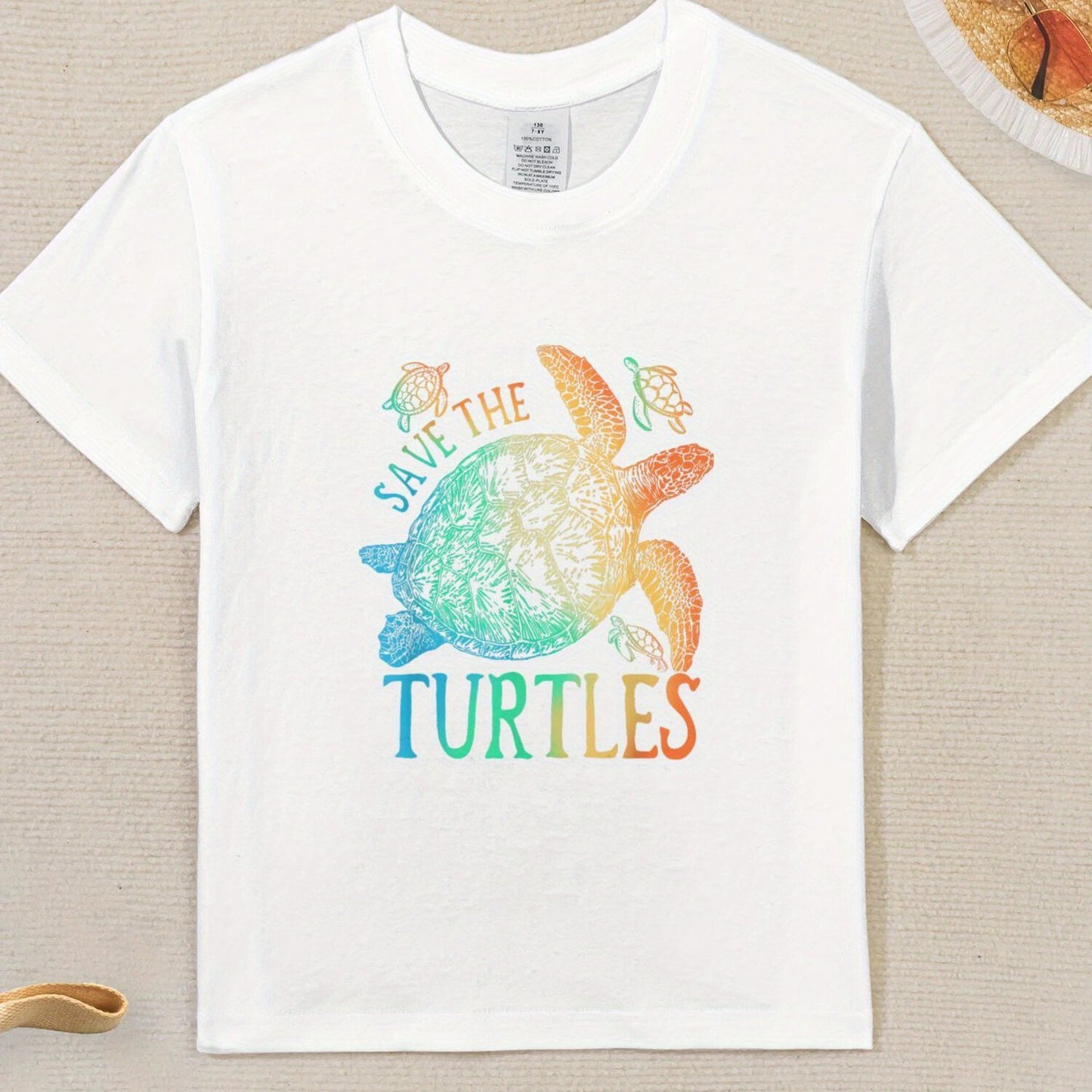 Save The Turtles Tie Dye Sea Turtle Graphic T Shirt For Kids 100 Percent Cotton Slim Fit Casual Round Neck Marine Life Awareness Top