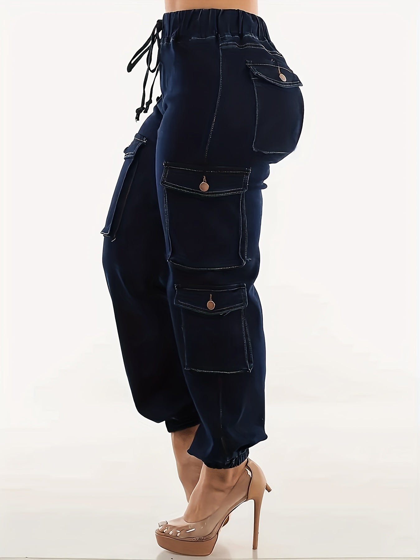 Ladies Retro Fringed Jeans with Curved Edge and Flared Style