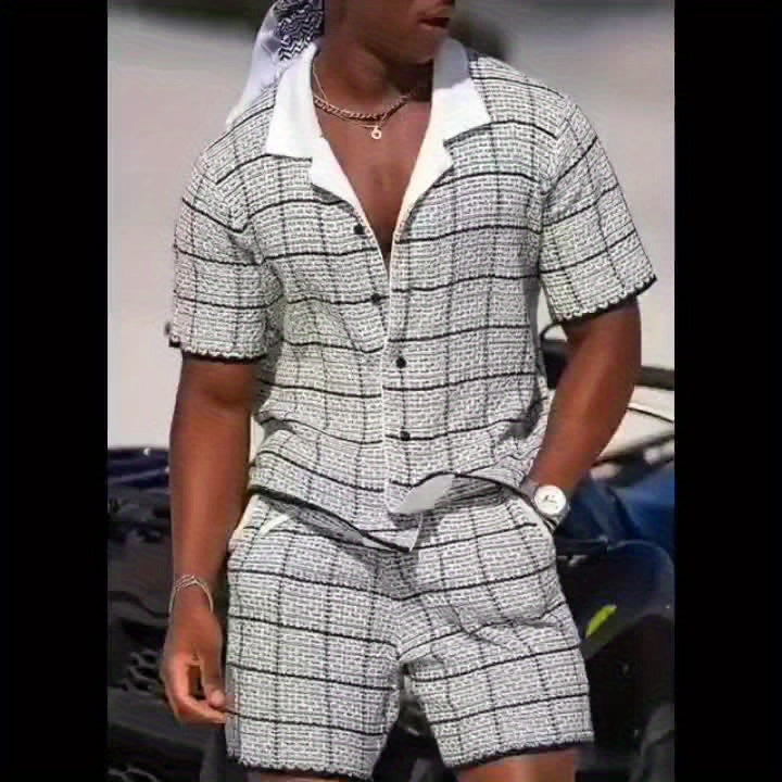 Men's Trendy Checkered Suit Set for Stylish Occasions