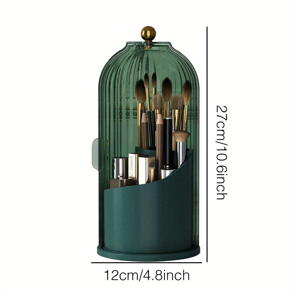 Rotating Makeup Brush Holder with Lid for Organized Vanity