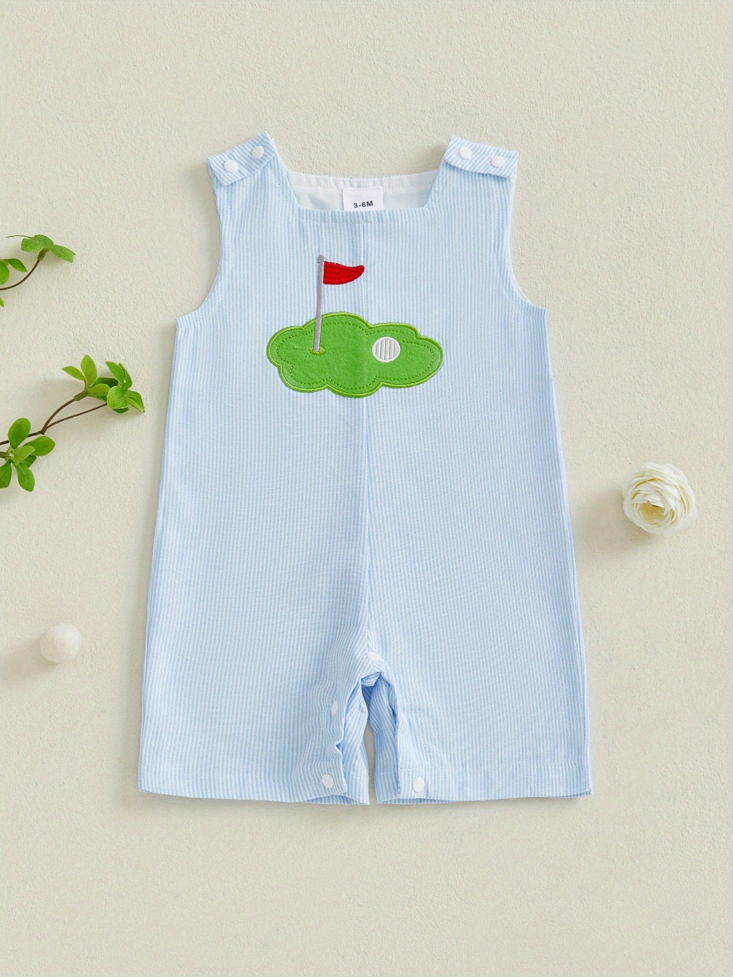 Baby Boy Romper Golf Embroidery Plaid Sleeveless Newborn Jumpsuit Infant Overalls for Summer Outdoor