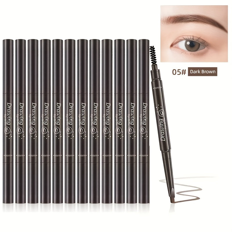 Double Ended Waterproof Eyebrow Pencil with Brush 12 Pack