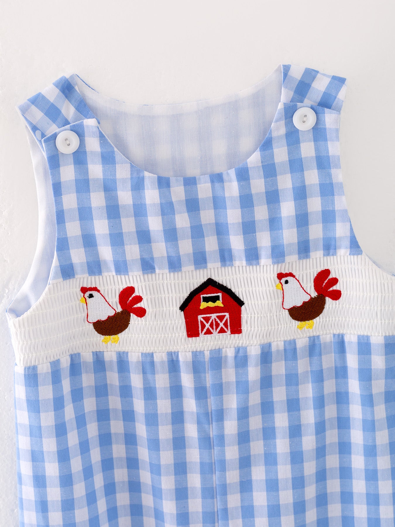 Baby Boy Fall Cotton Smocked Farm Chicken Embroidered Sleeveless Romper Casual Cute Crawling Outfit
