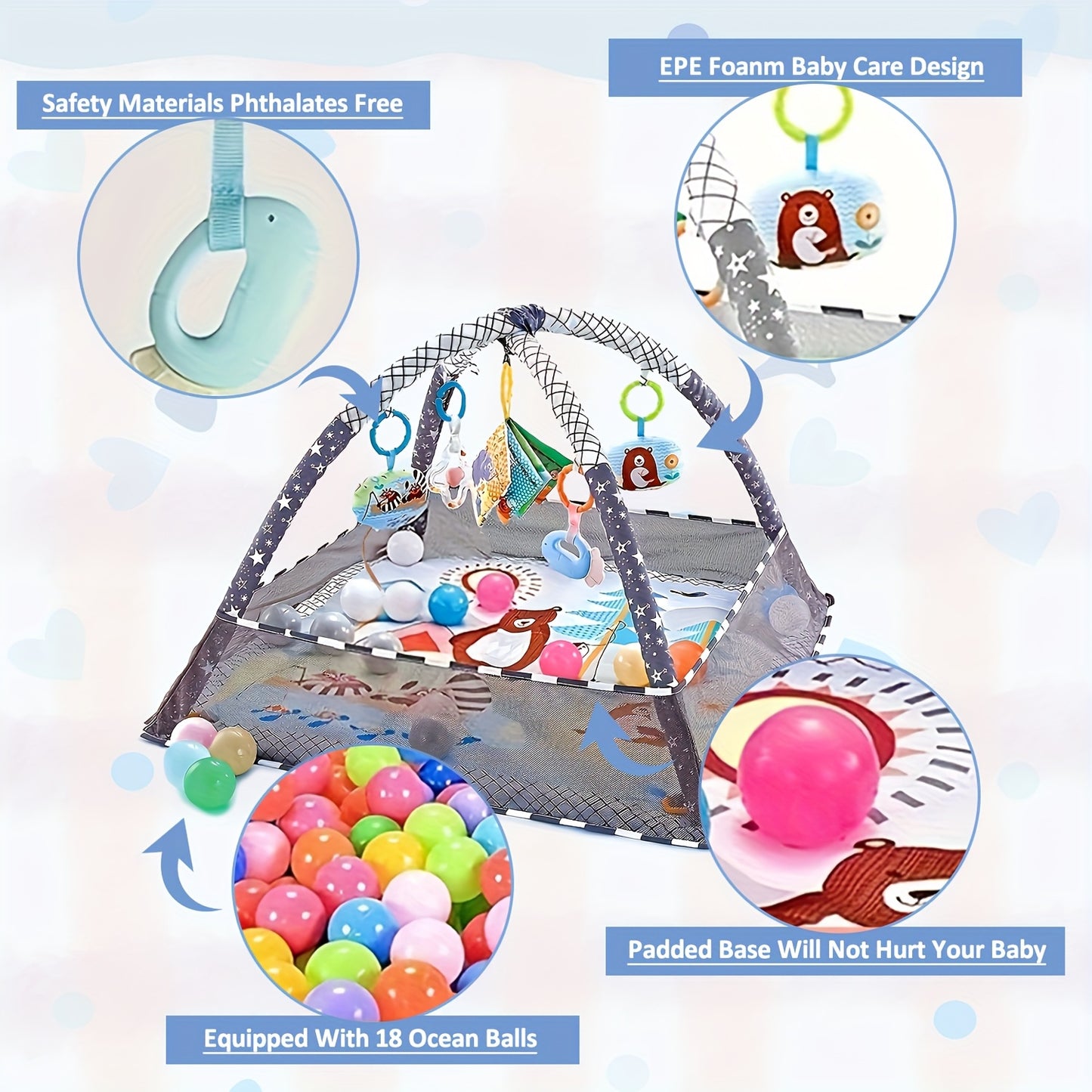 Deluxe Baby Activity Gym Set for Sensory Exploration and Fun