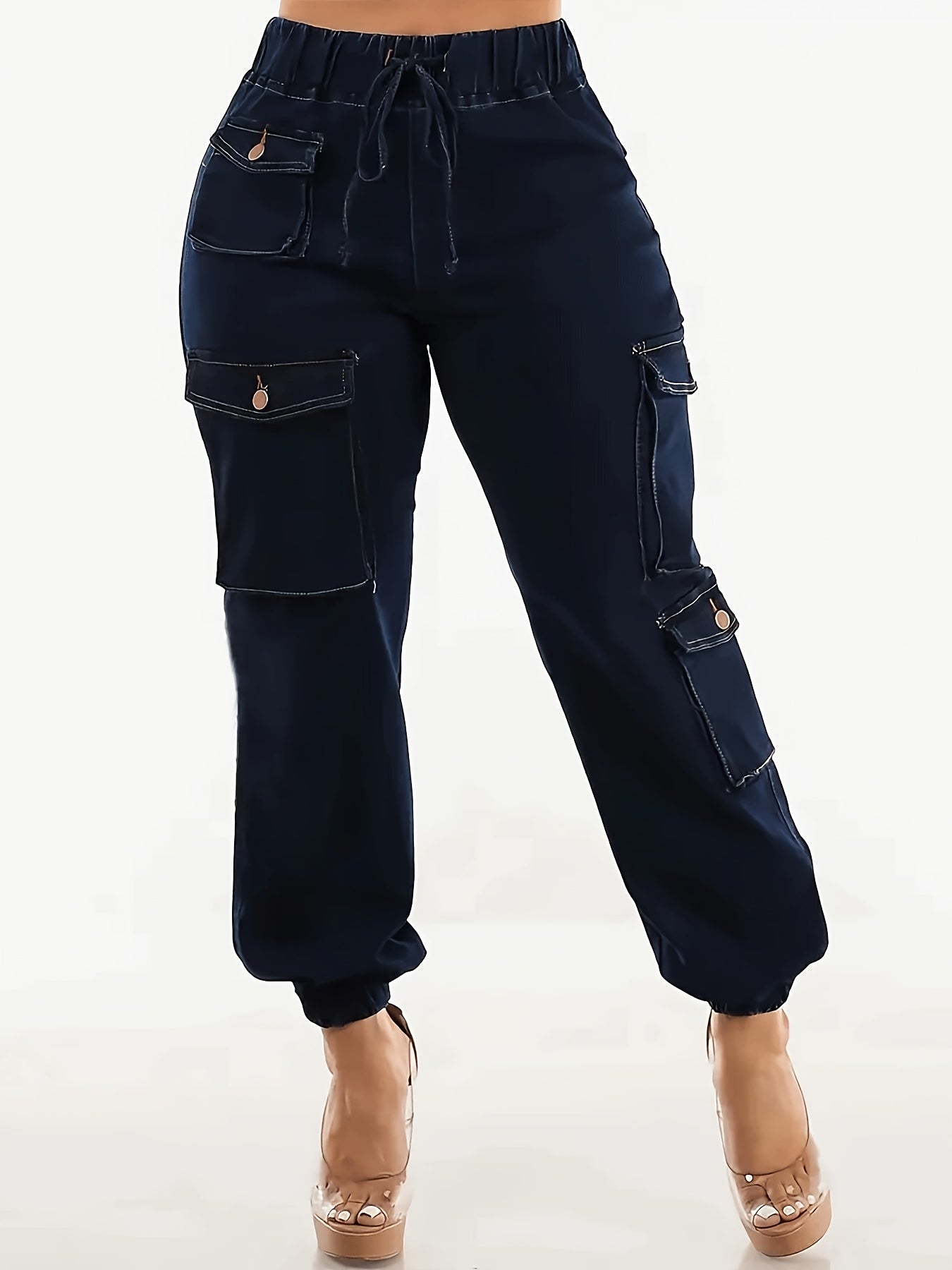 Ladies Retro Fringed Jeans with Curved Edge and Flared Style