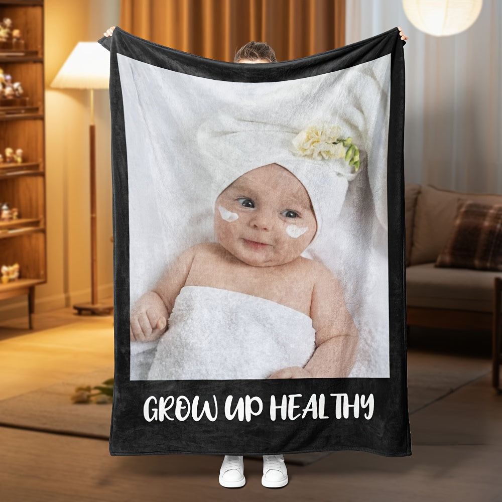 1 Piece Customized Baby Photo Flannel Fleece Blanket Personalized With Images for All Ages