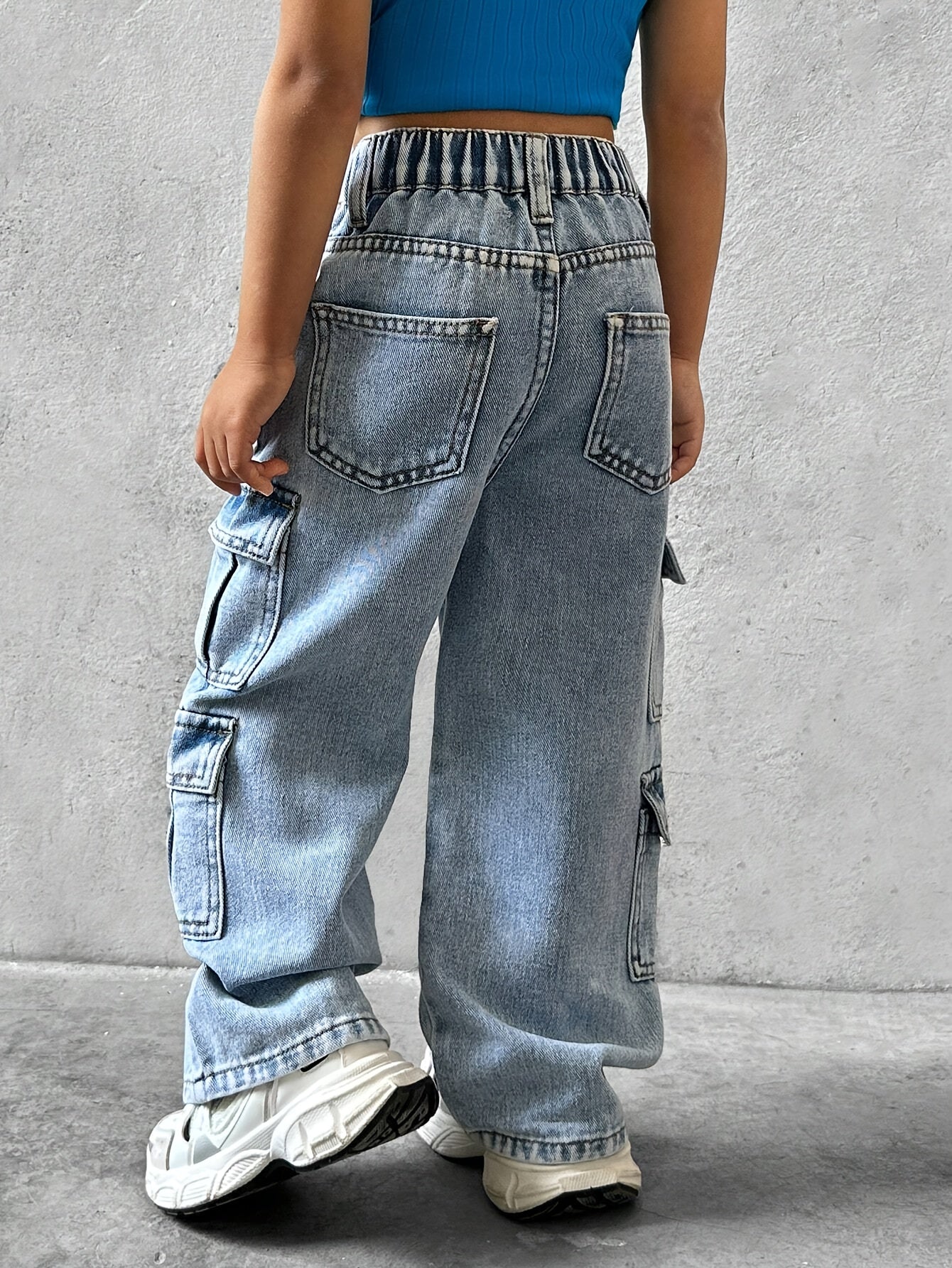 Girls New Fashionable Casual Baggy Jeans With Pockets