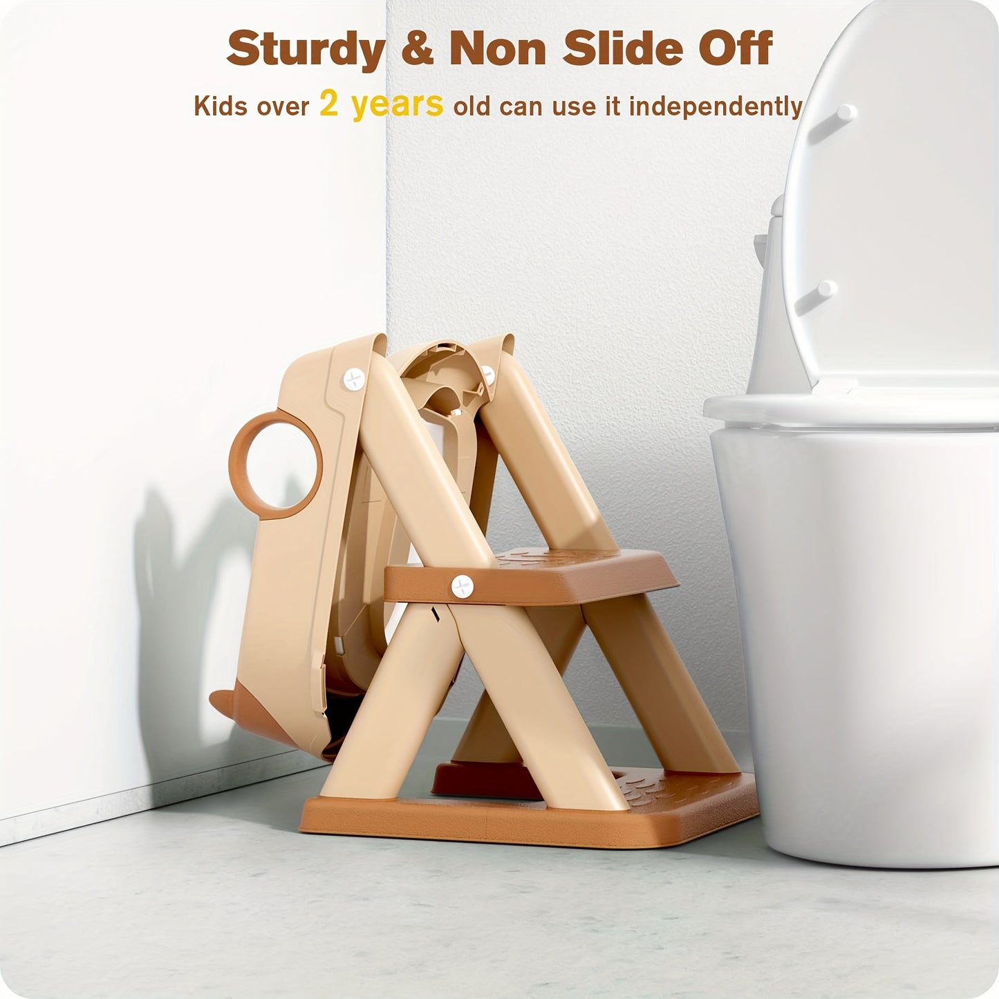 Cute Bear 2 In 1 Adjustable Height Potty Training Toilet With Splash Guard And Non Slip Pad Step Stool Foldable For Easy Storage Ideal Baby Essential Gift