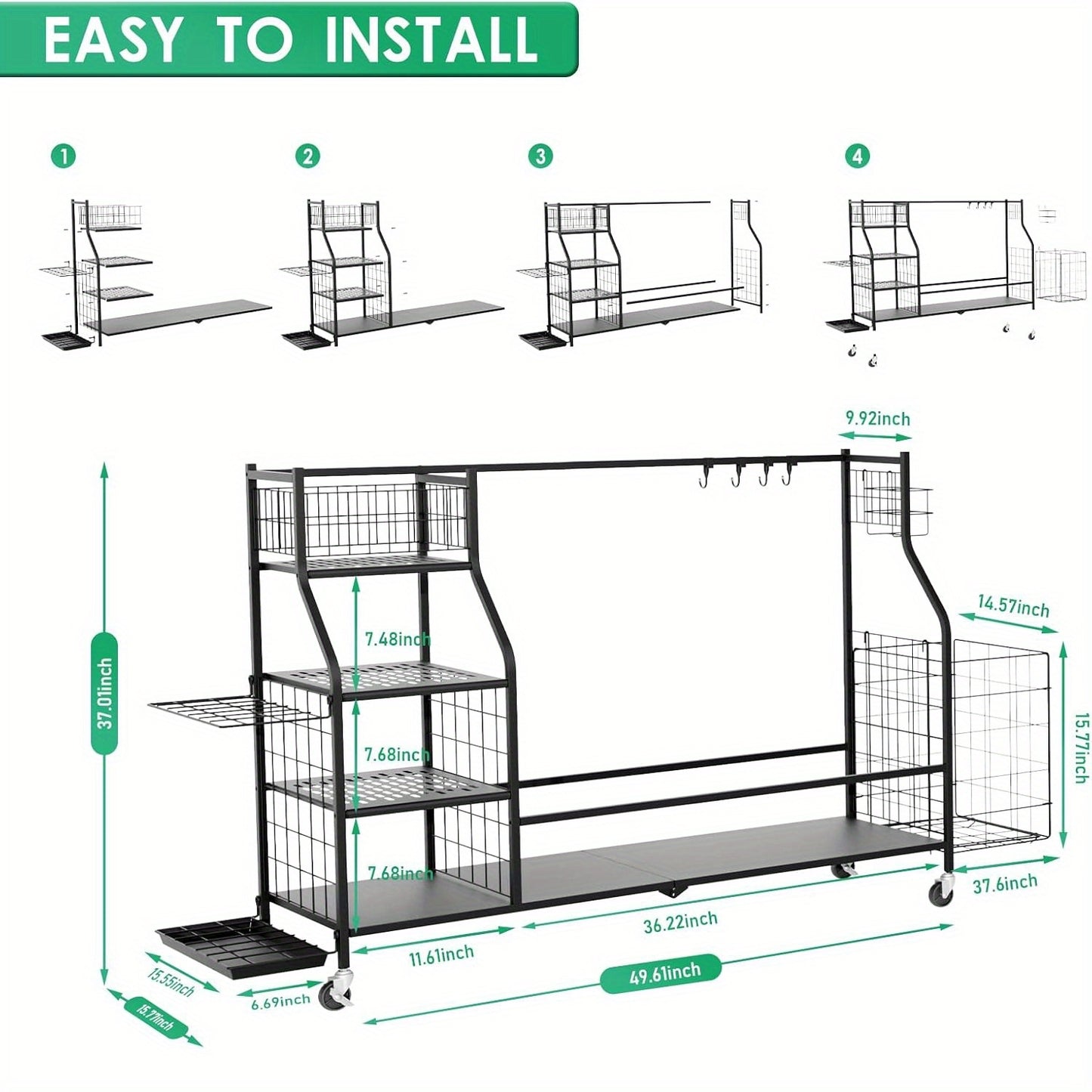 Golf Equipment Organizer With Wheels For Home And Garage