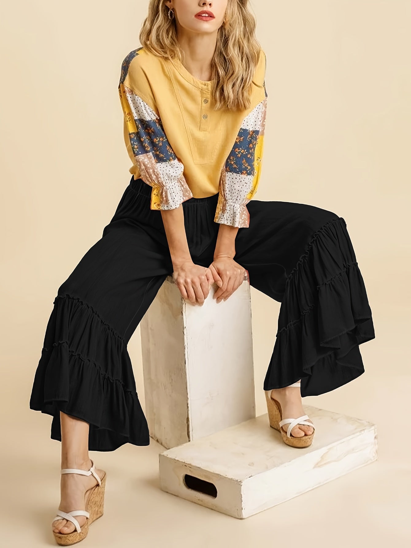 Women's High Waisted Wide Leg Palazzo Pants for Beach Style