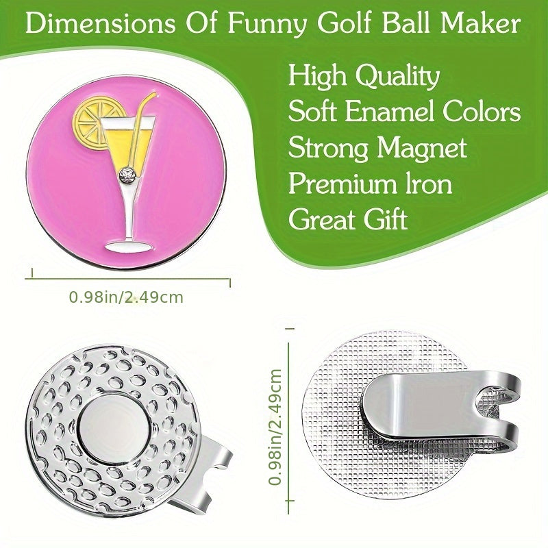 Y2K Cute Cocktail Golf Ball Marker With Magnetic Hat Clip