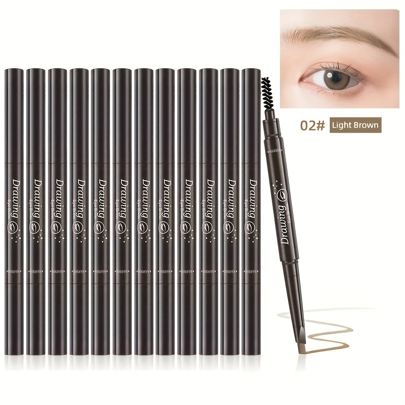 Double Ended Waterproof Eyebrow Pencil with Brush 12 Pack