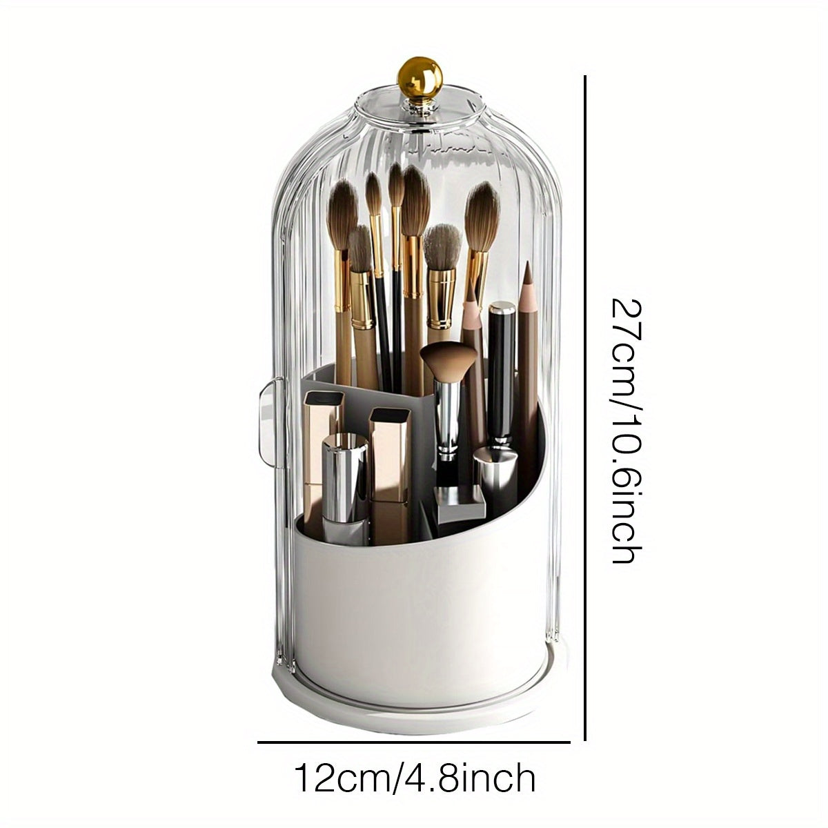Rotating Makeup Brush Holder with Lid for Organized Vanity