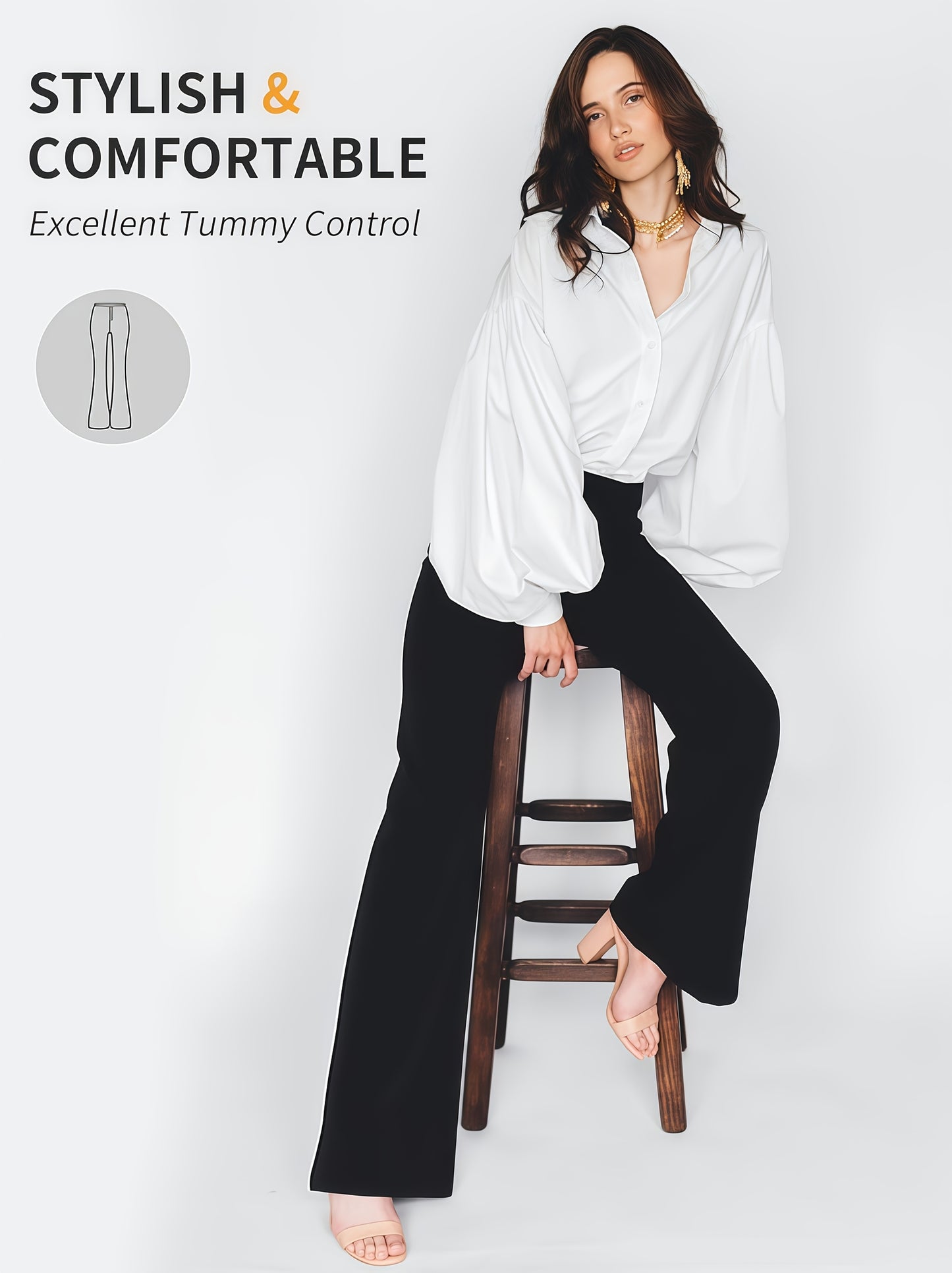 High-Waisted Flare Yoga Leggings with Tummy Control and Stretch