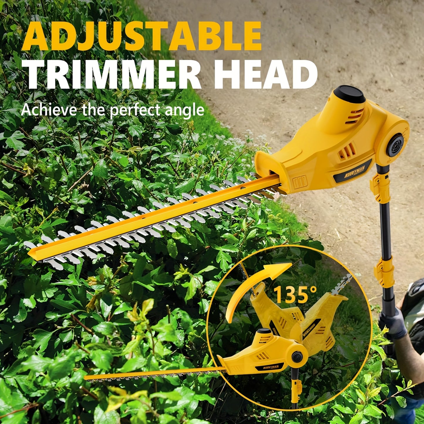 Alloyman 20V Pole Hedge Trimmer with Batteries and Charger