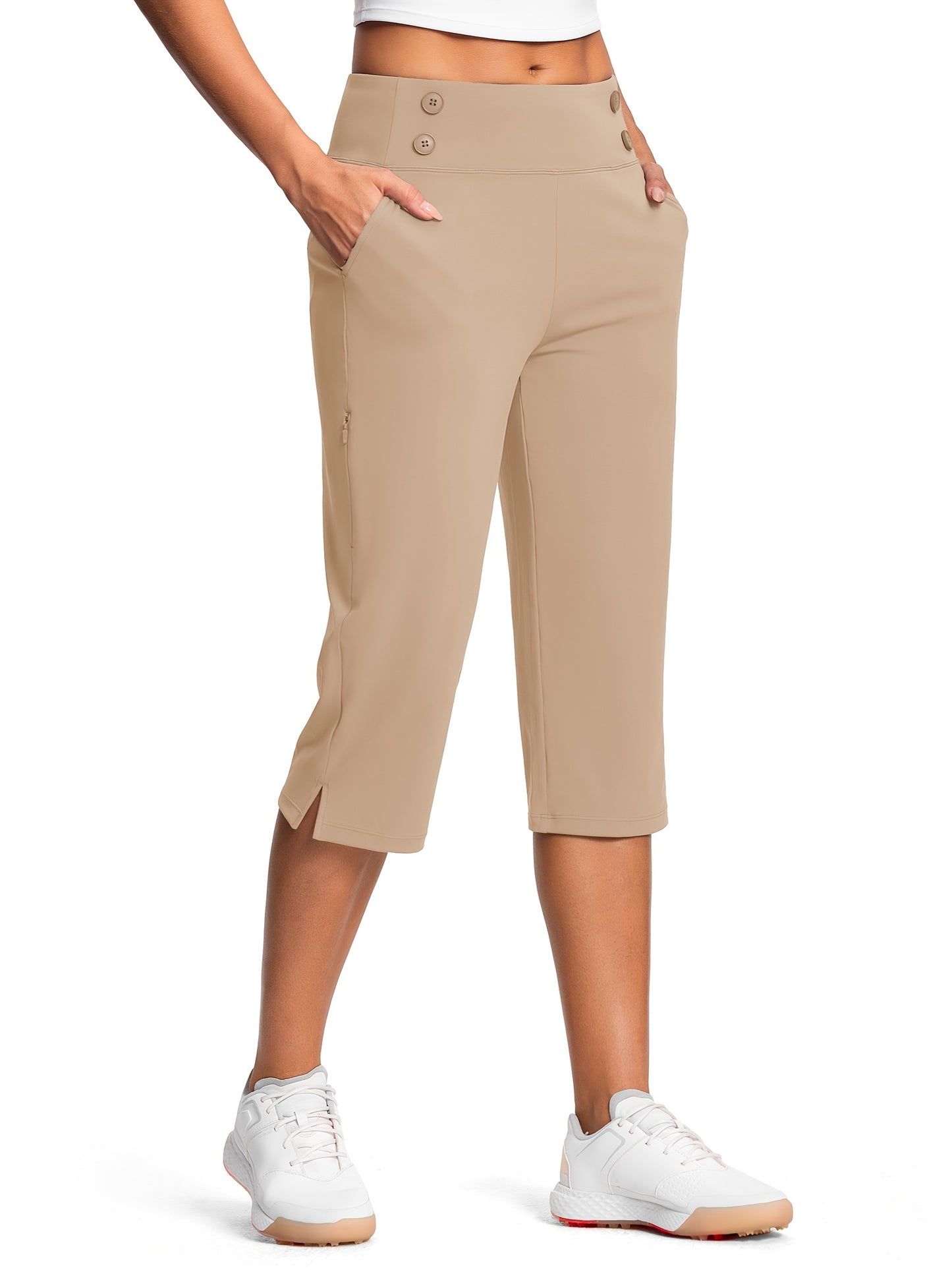 Women's High Waist Capri Pants for Work and Casual Wear