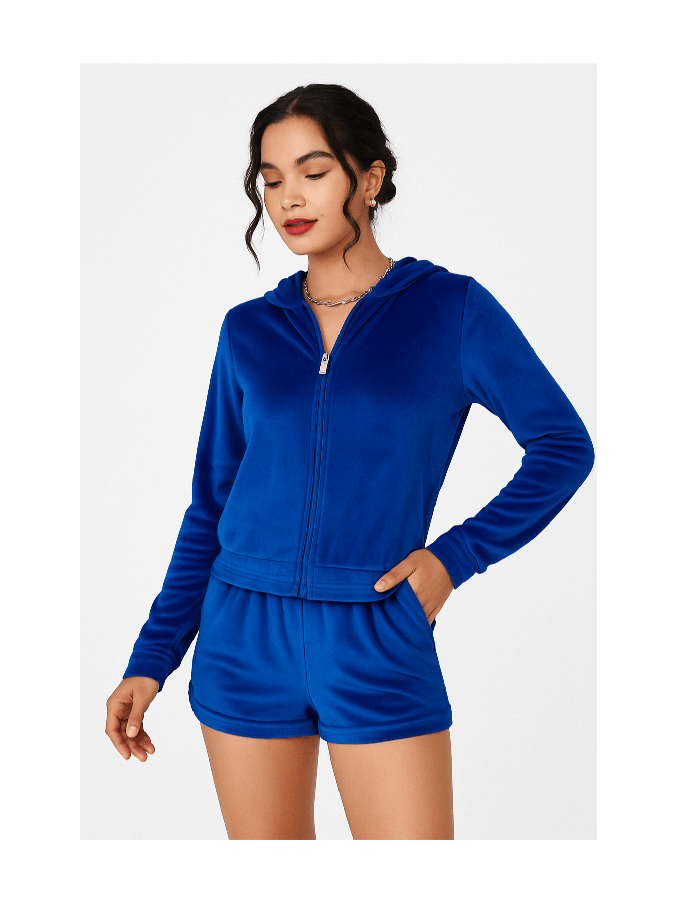 Womens Velour Tracksuit Set with Athletic Zip Up Hoodie