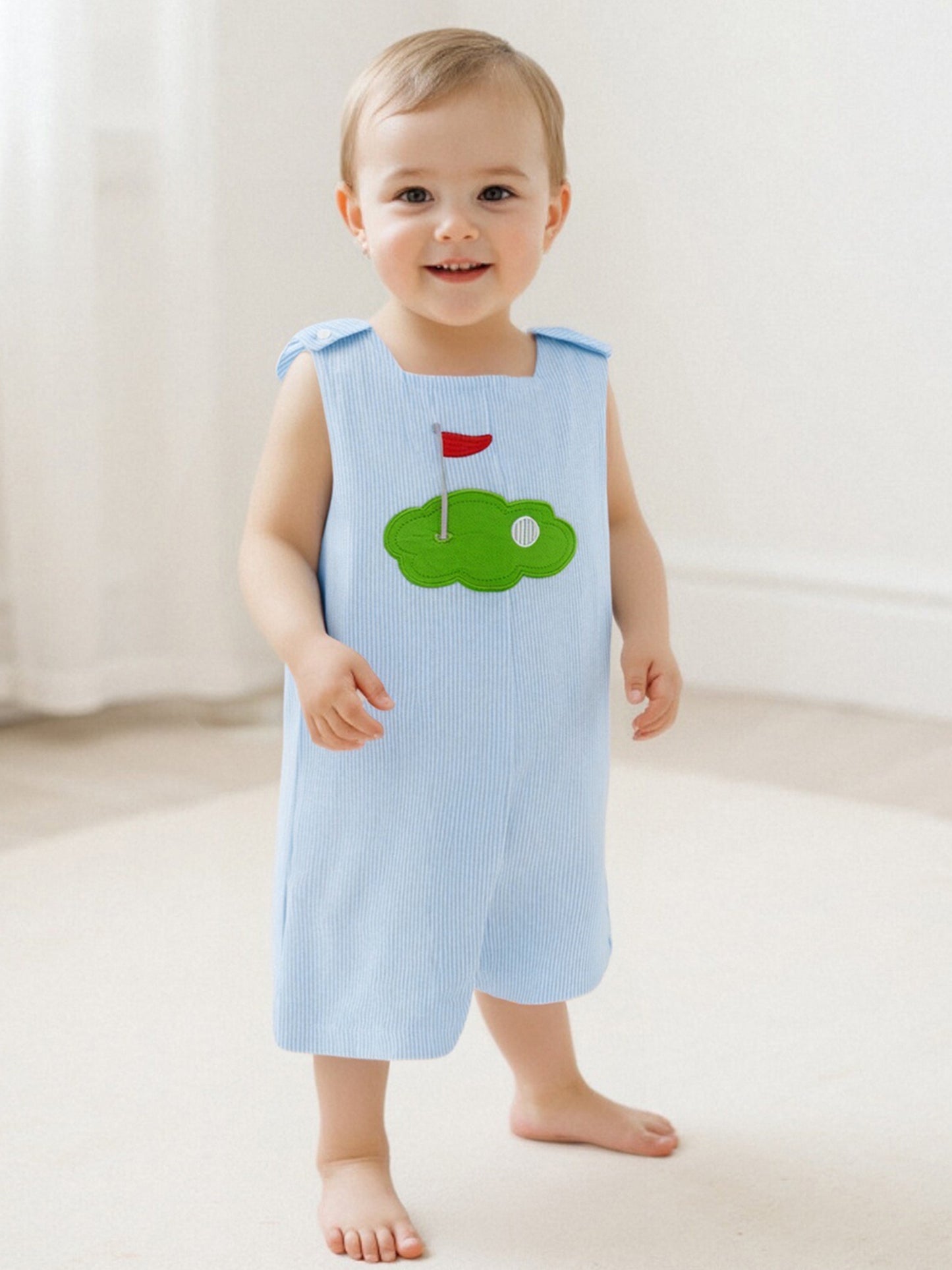 Baby Boy Romper Golf Embroidery Plaid Sleeveless Newborn Jumpsuit Infant Overalls for Summer Outdoor