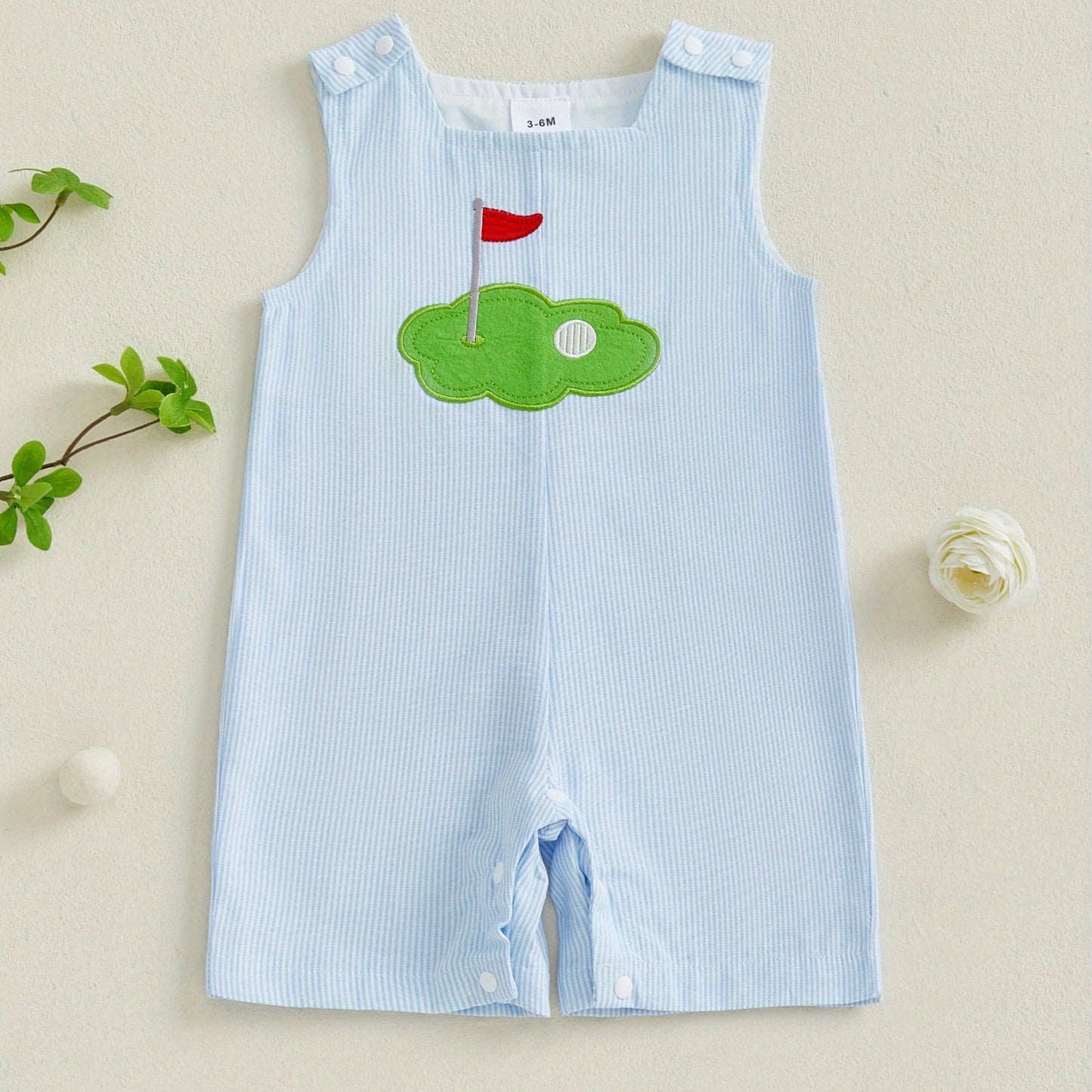 Baby Boy Romper Golf Embroidery Plaid Sleeveless Newborn Jumpsuit Infant Overalls for Summer Outdoor