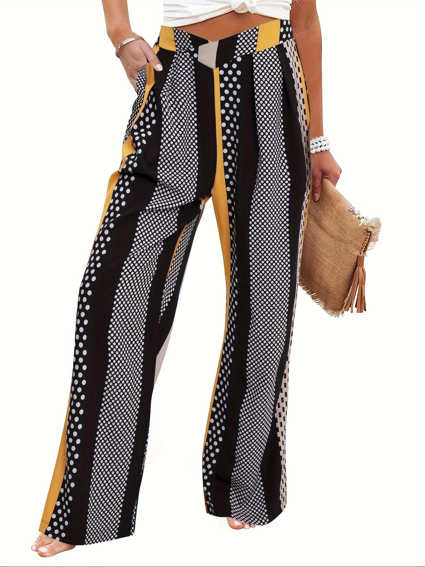 Women High Waisted Wide Leg Palazzo Pants with Pockets