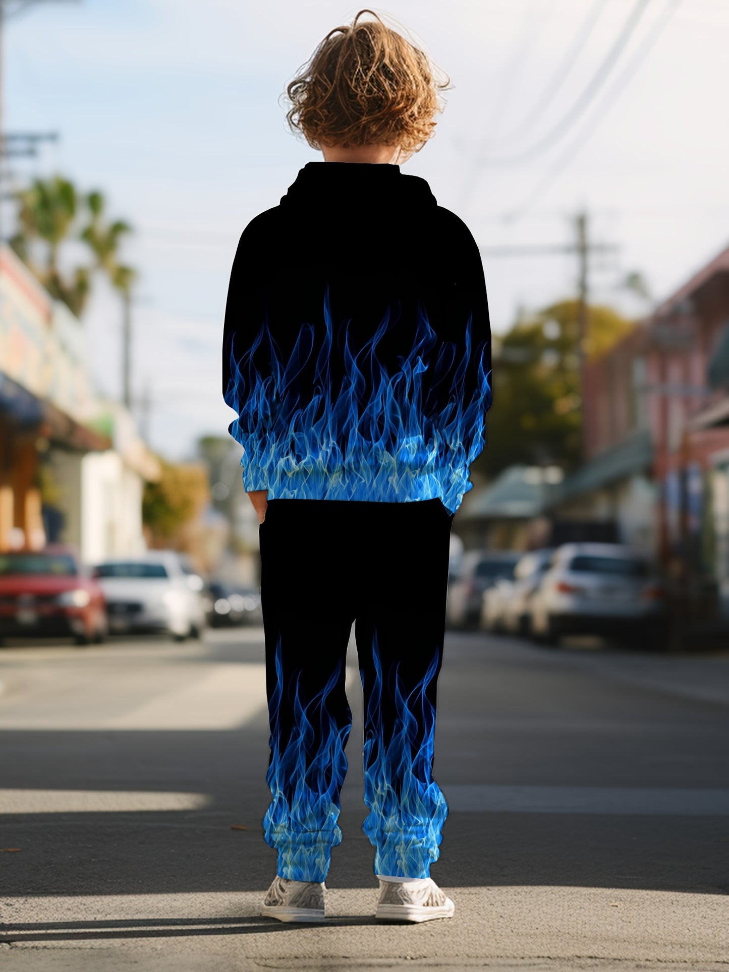 Boys 3D Printed Hoodie and Pant Set with Pockets