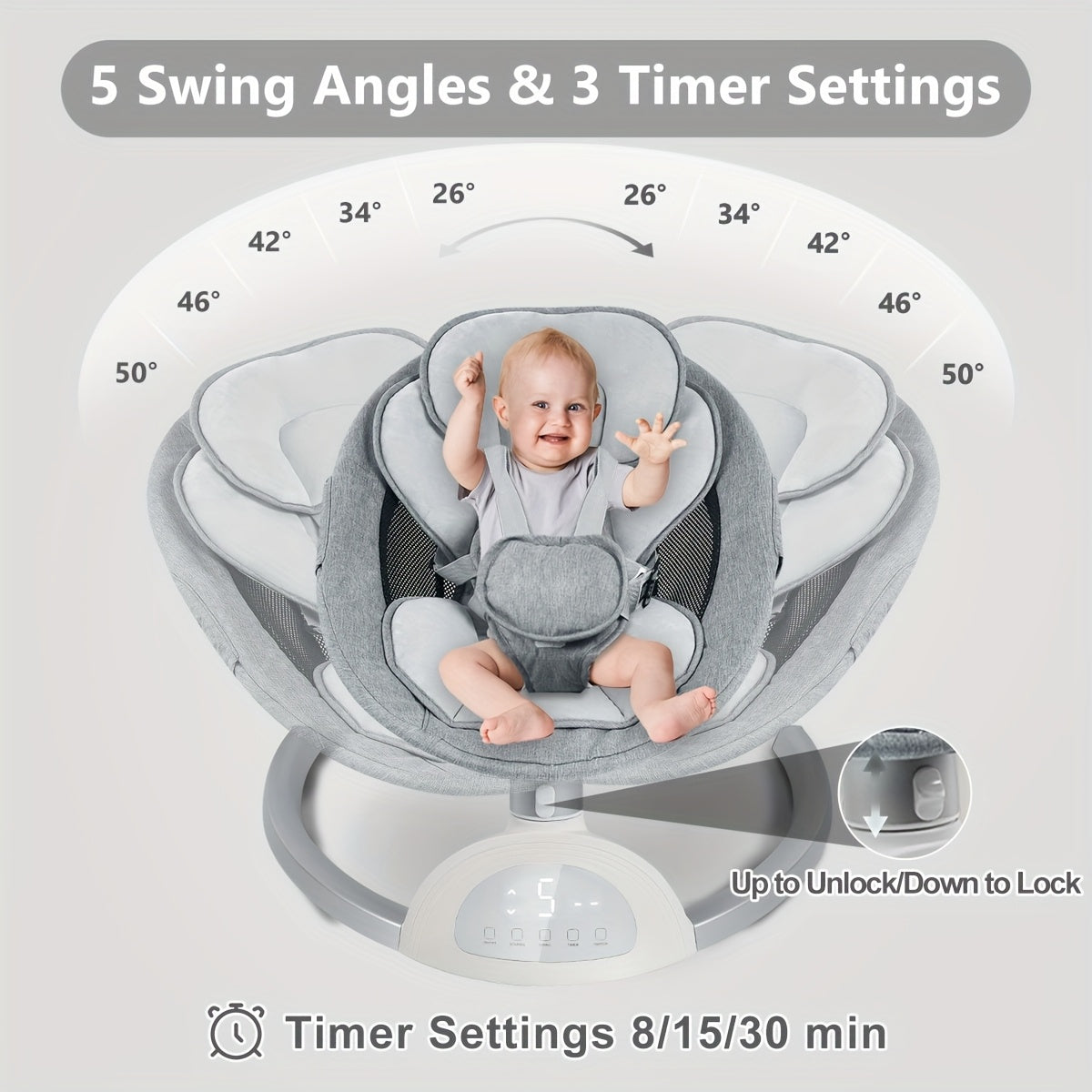 Motorized Baby Swing with Remote Control and 10 Melodies