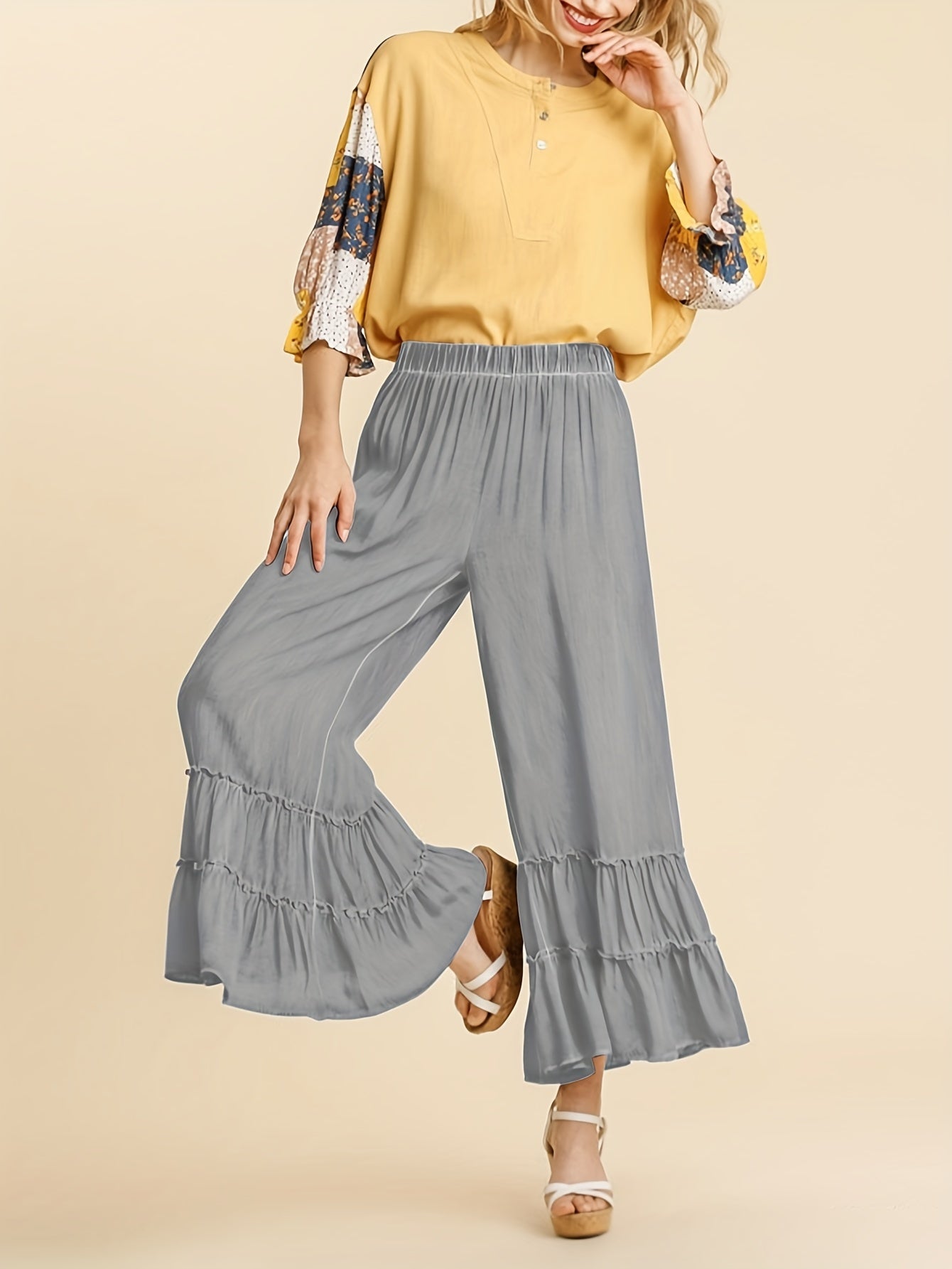 Women's High Waisted Wide Leg Palazzo Pants for Beach Style