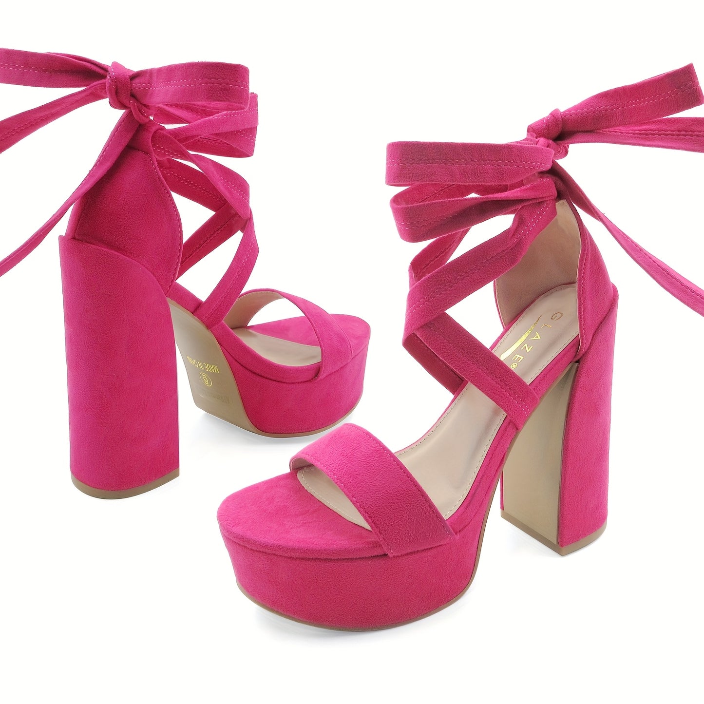 Glaze Women's Lace Up Platform Block Heel Sandals Comfortable Sexy Charming Cute