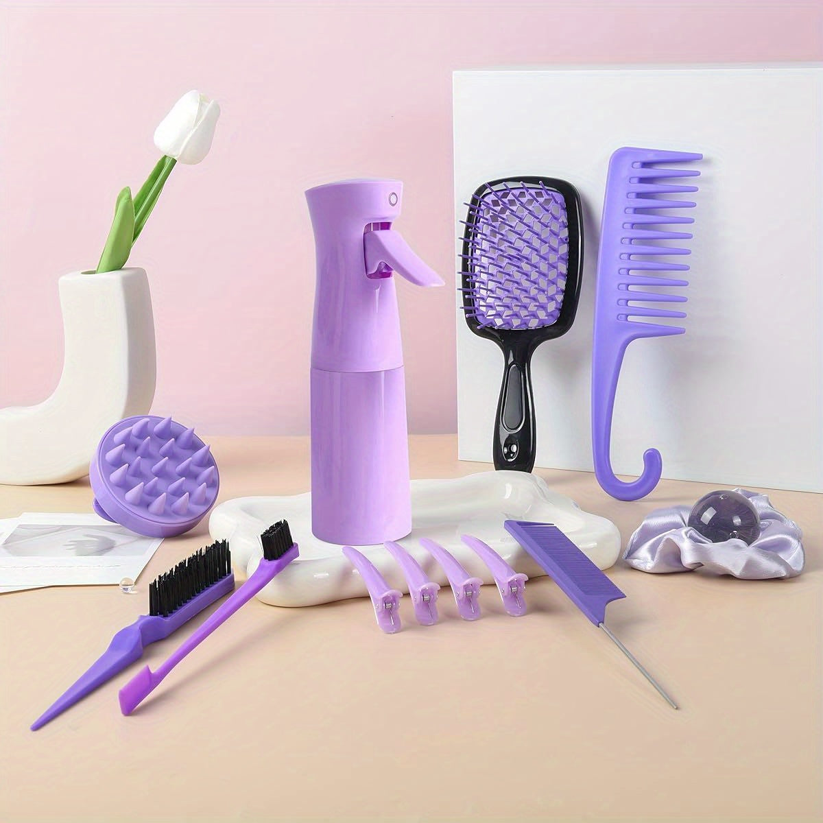 Hair Brush Set with Detangling Tools and Scalp Massager