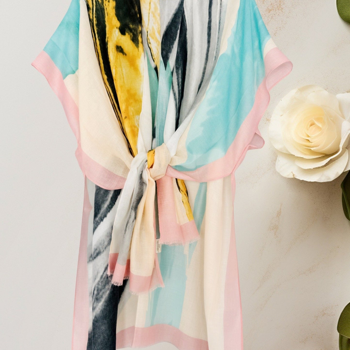 Romantic Abstract Watercolor Print Kimono for Versatile Styling