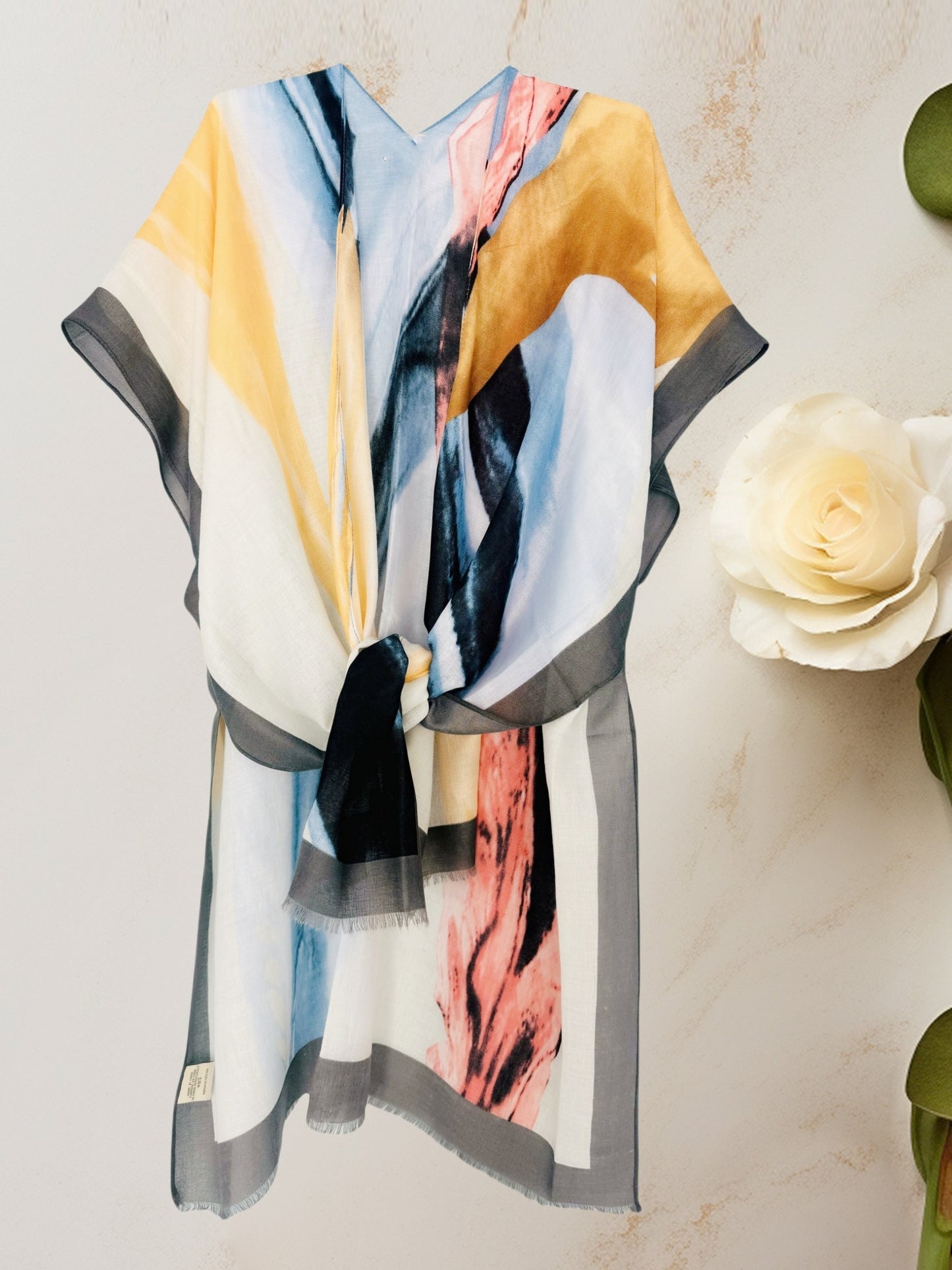 Romantic Abstract Watercolor Print Kimono for Versatile Styling