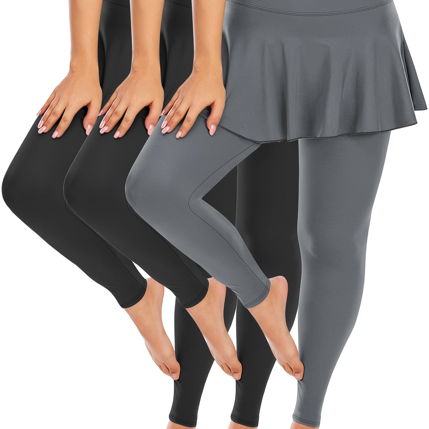 Women's Plus Size High-Waisted Tennis Skorts with Pockets