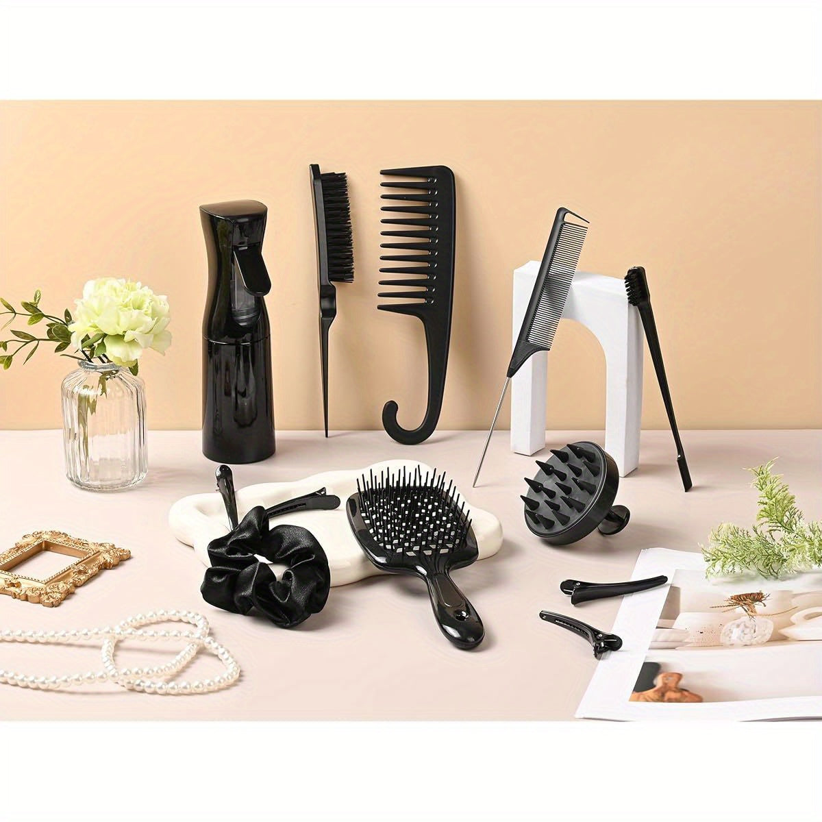 Hair Brush Set with Detangling Tools and Scalp Massager