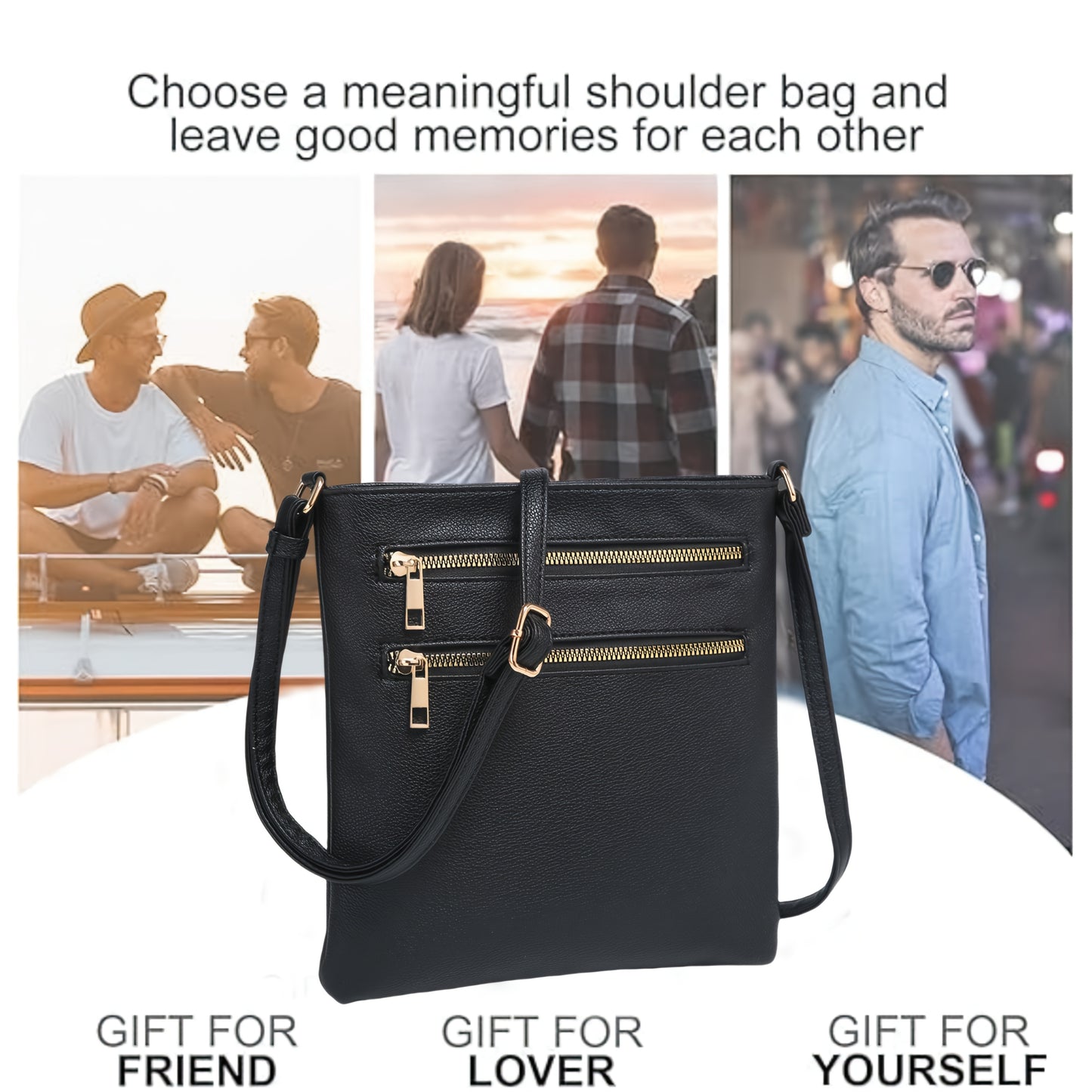 Vintage Casual Multi-Zipper Pocket Crossbody Bag for Women