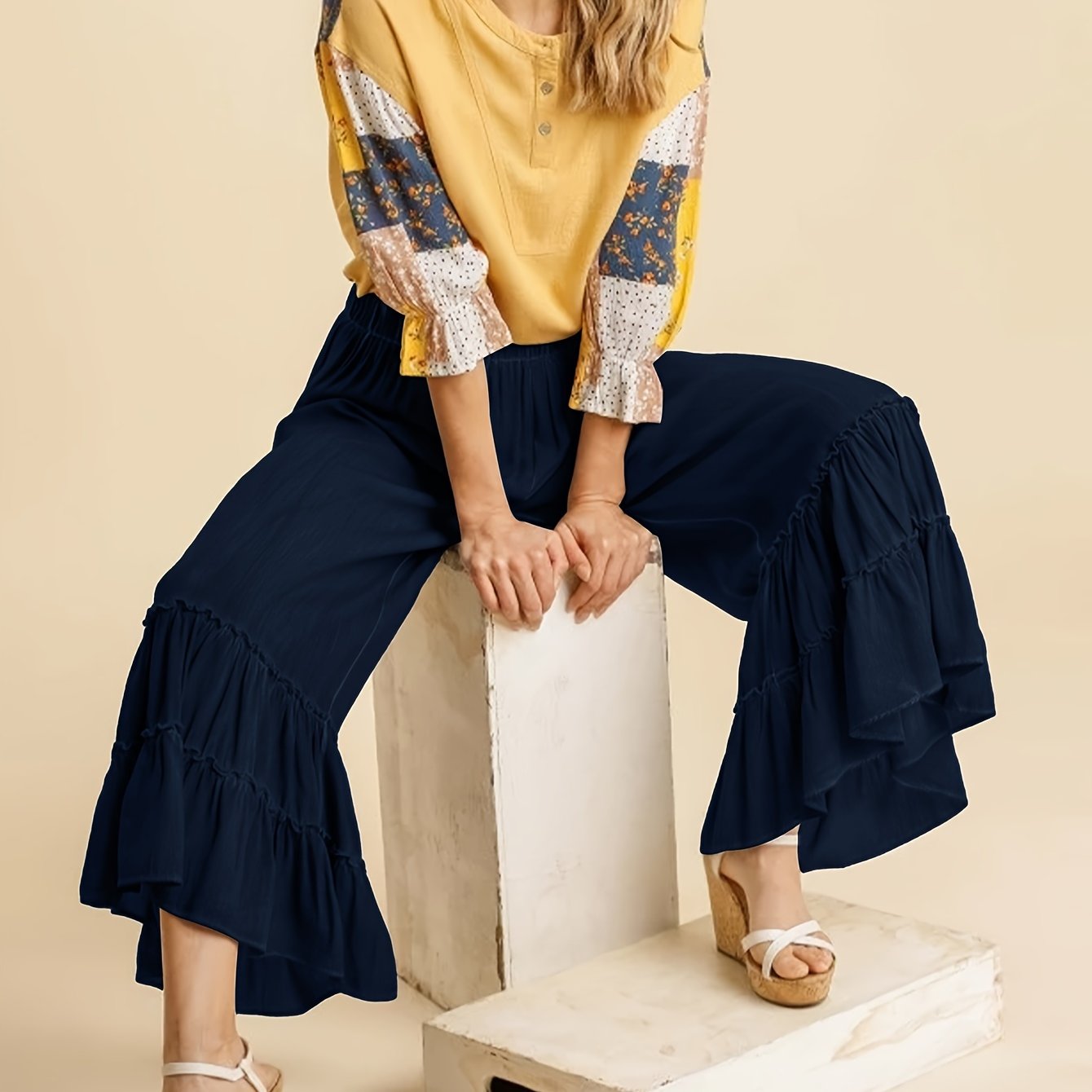 Women's High Waisted Wide Leg Palazzo Pants for Beach Style