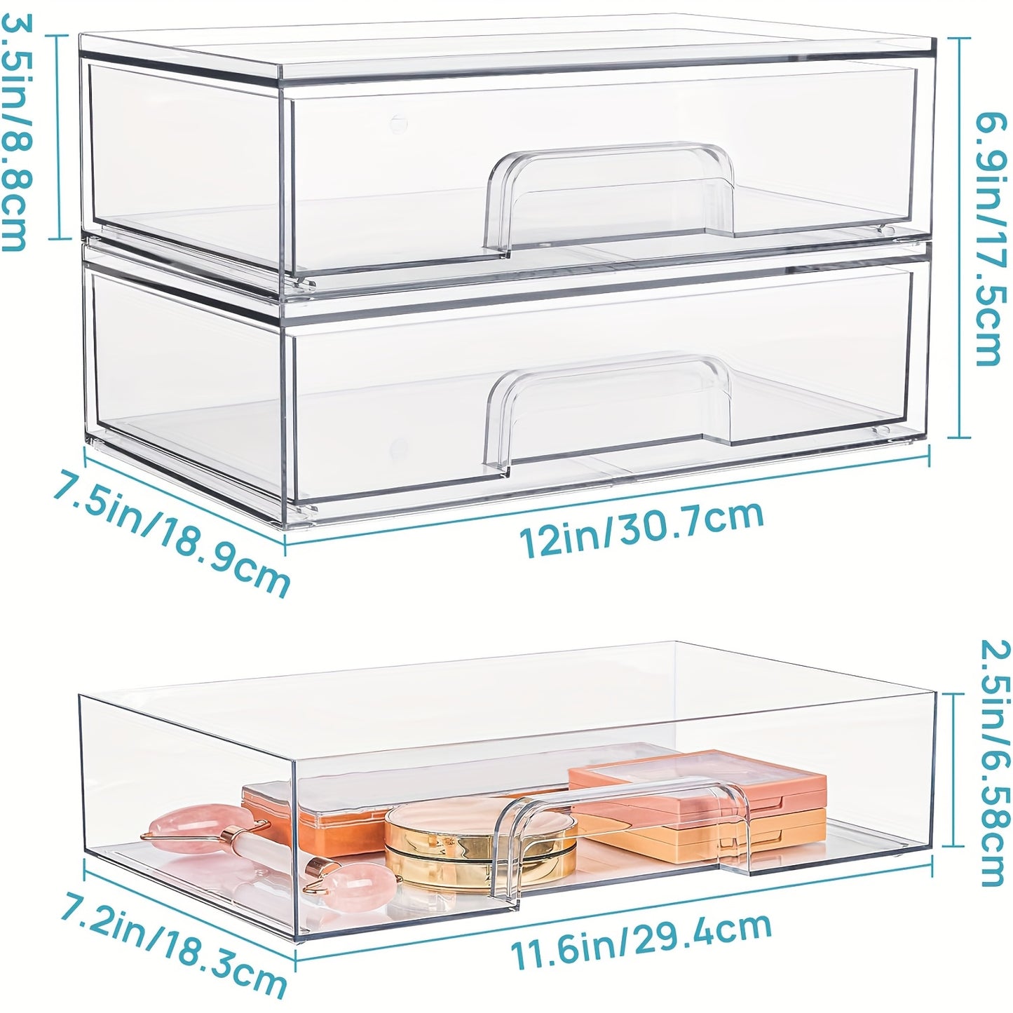 Vtopmart Clear Acrylic Stackable Storage Drawers for Home Organization