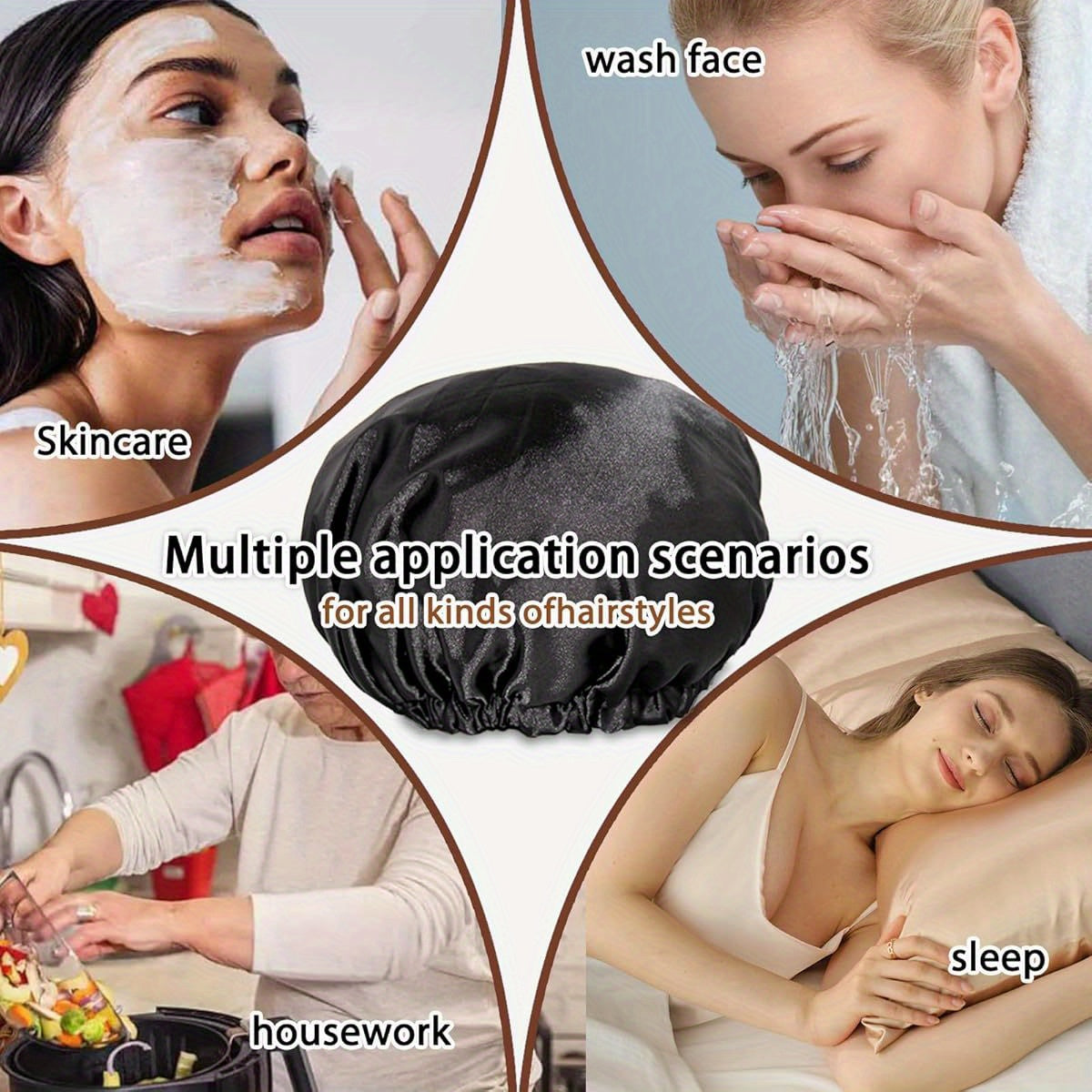 Satin Bonnet for Women Double Layer Adjustable Sleep Cap