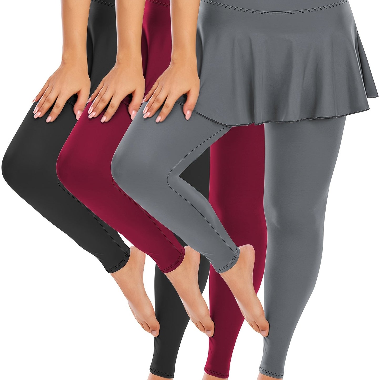 Women's Plus Size High-Waisted Tennis Skorts with Pockets