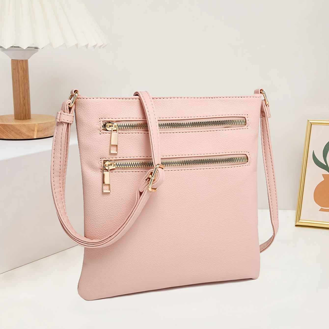 Vintage Casual Multi-Zipper Pocket Crossbody Bag for Women
