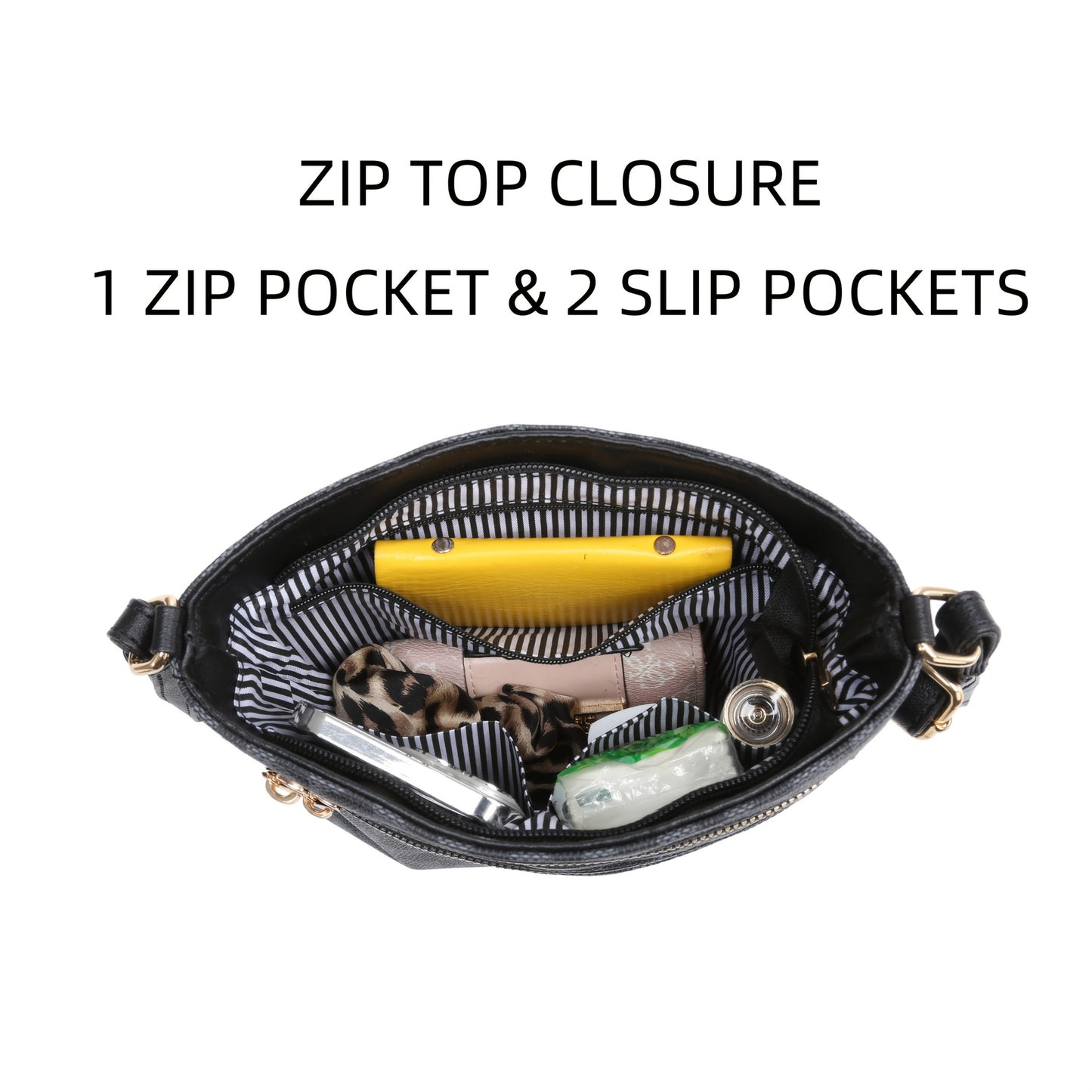 Vintage Casual Multi-Zipper Pocket Crossbody Bag for Women