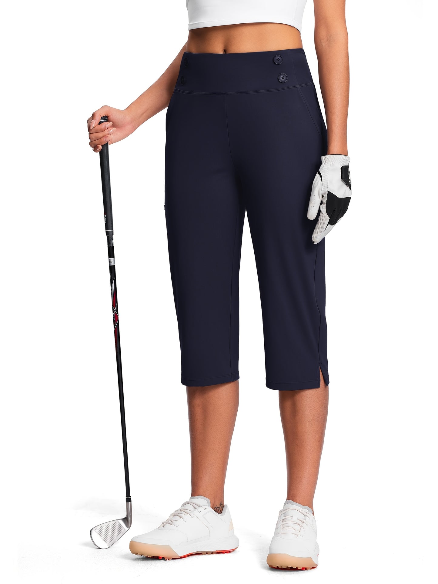 Women's High Waist Capri Pants for Work and Casual Wear