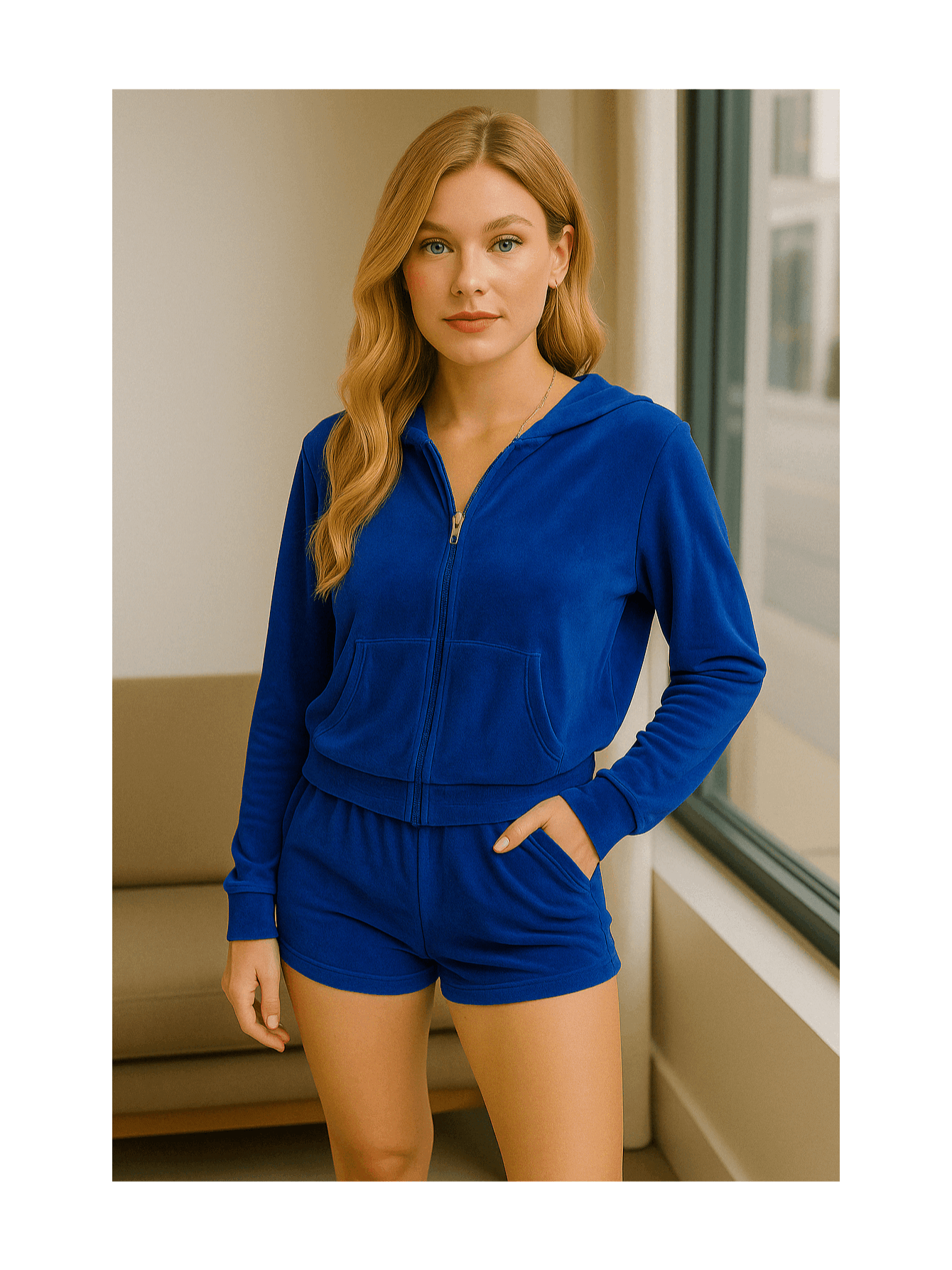 Womens Velour Tracksuit Set with Athletic Zip Up Hoodie