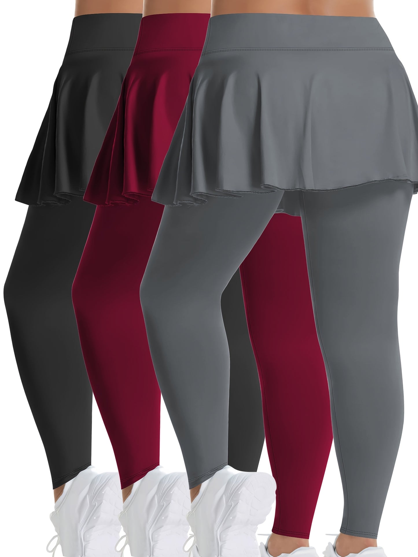 Women's Plus Size High-Waisted Tennis Skorts with Pockets