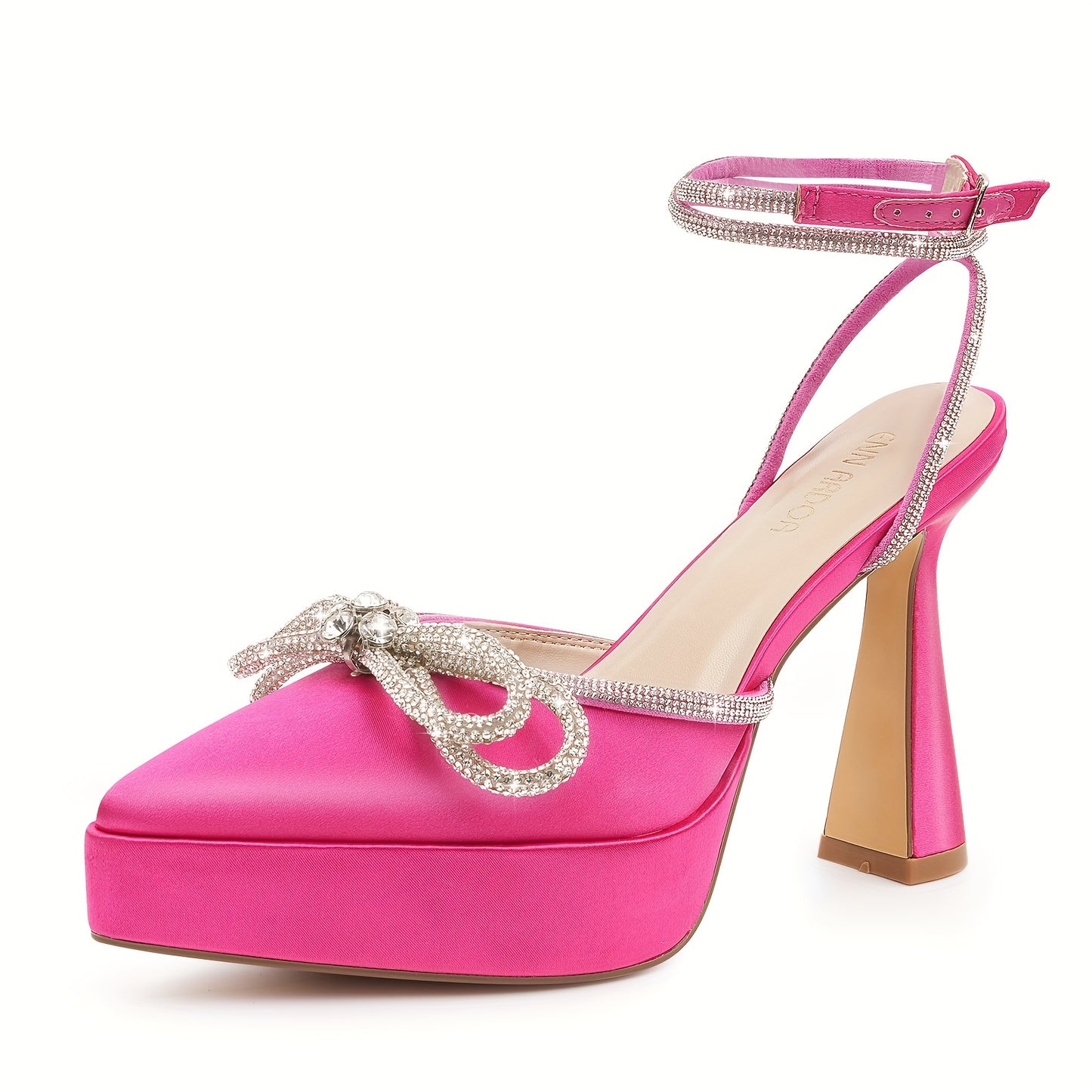 Black Rhinestone Stiletto Sandals for Women 5 Inch High Heel Pointed Toe Platform Shoes with Bow Non Slip Rubber Sole Elegant for Party Prom and Valentine's Day Gifts