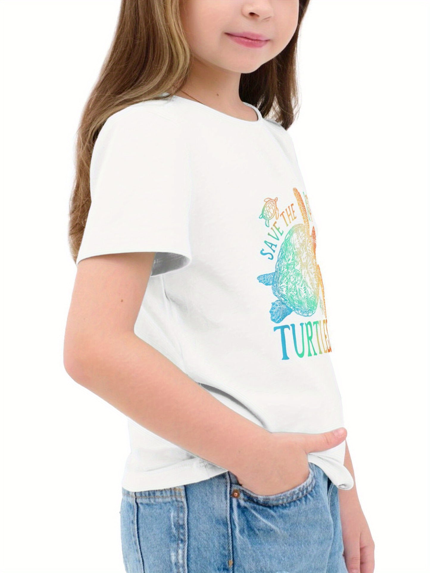 Save The Turtles Tie Dye Sea Turtle Graphic T Shirt For Kids 100 Percent Cotton Slim Fit Casual Round Neck Marine Life Awareness Top