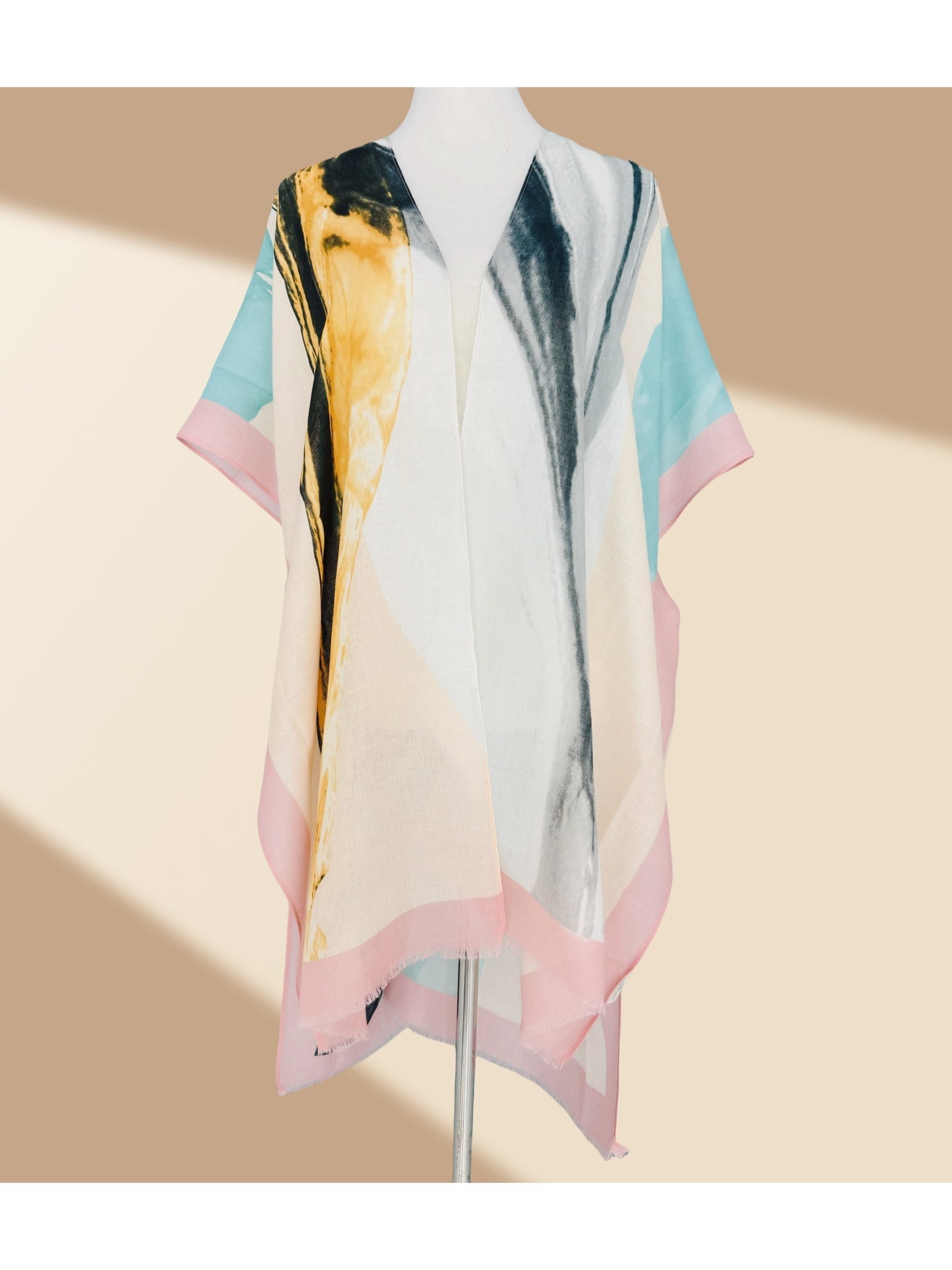 Romantic Abstract Watercolor Print Kimono for Versatile Styling